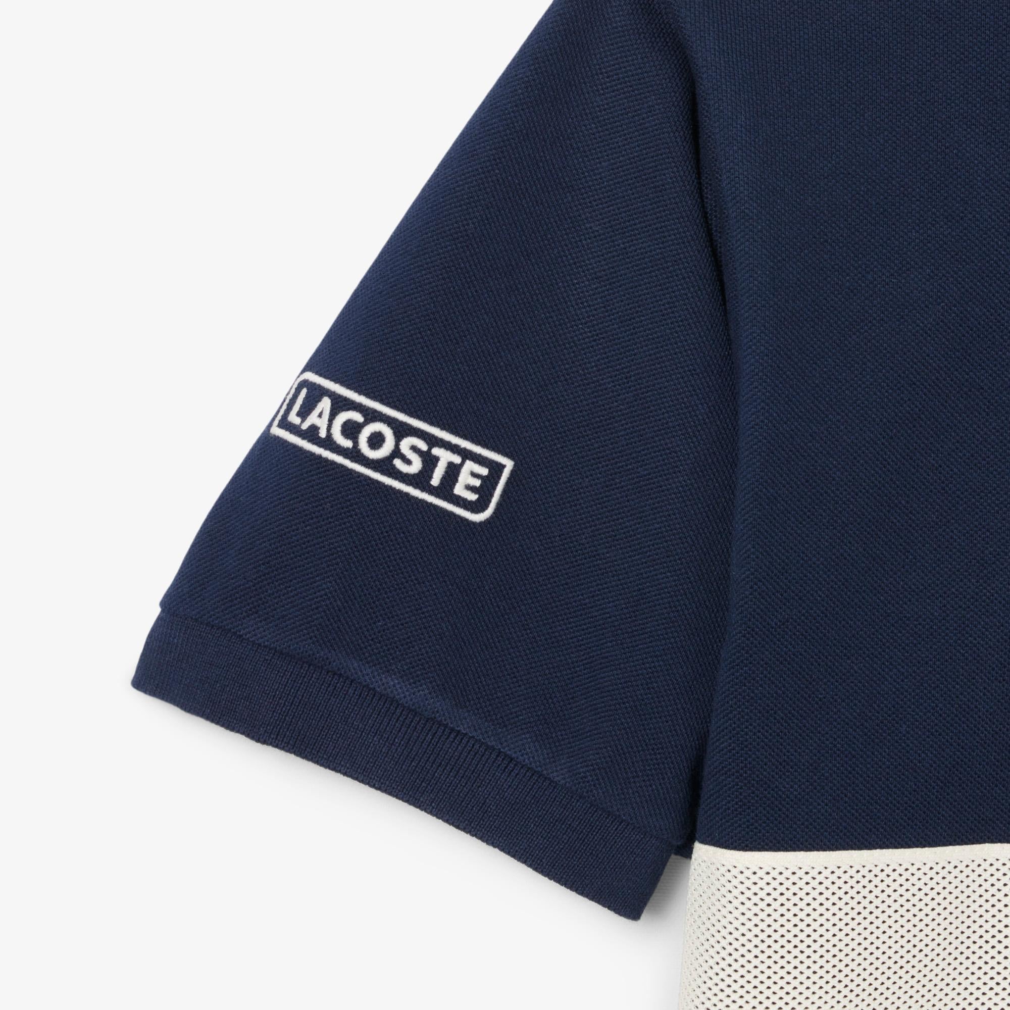 Lacoste Mens Contrast Band Paris Polo Shirt Navy