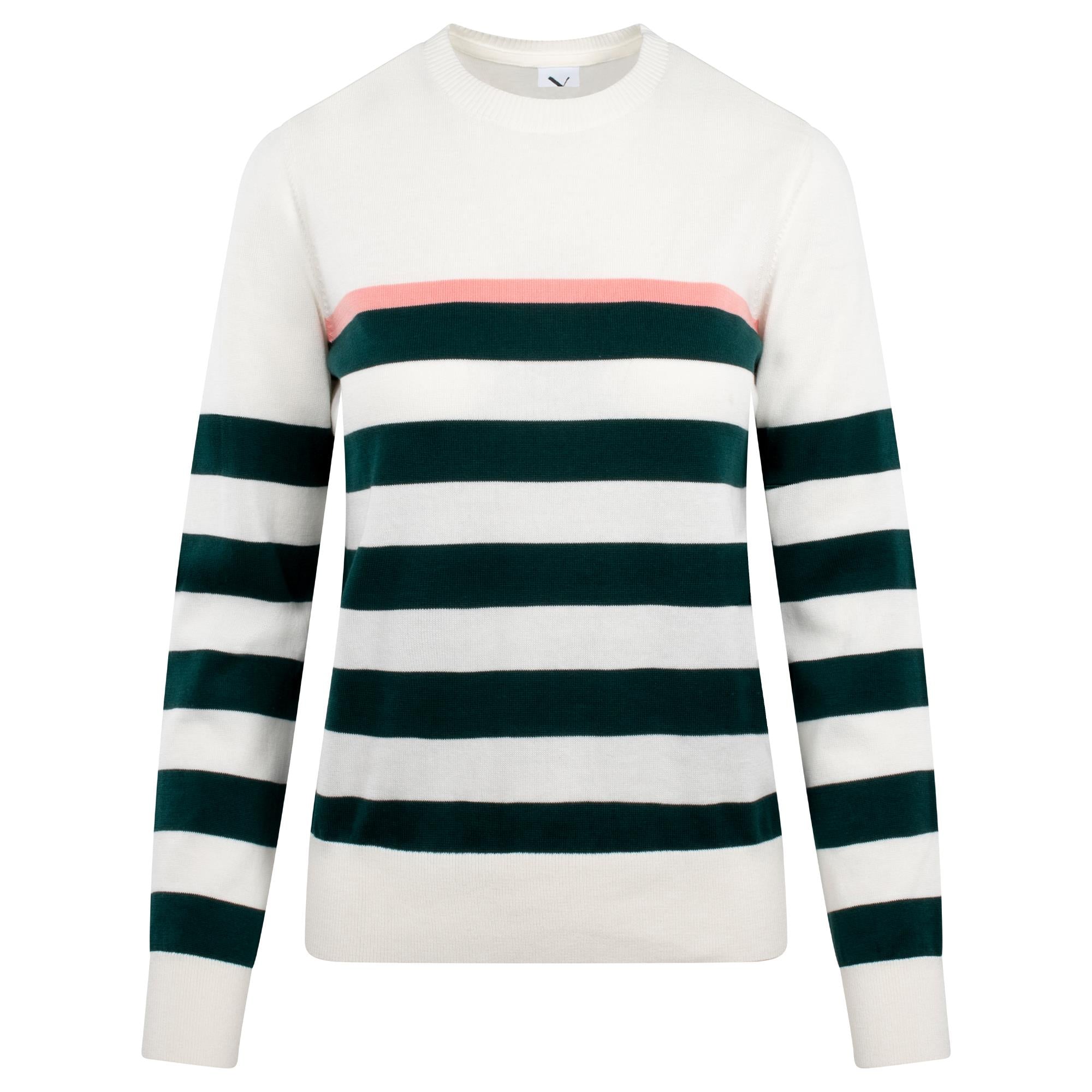 Puma Resort Stripe Ladies Golf Sweater White/Green