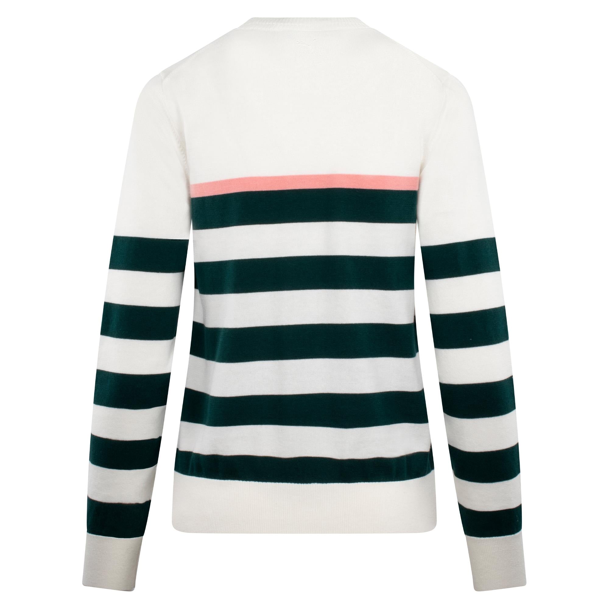 Puma Resort Stripe Ladies Golf Sweater White/Green