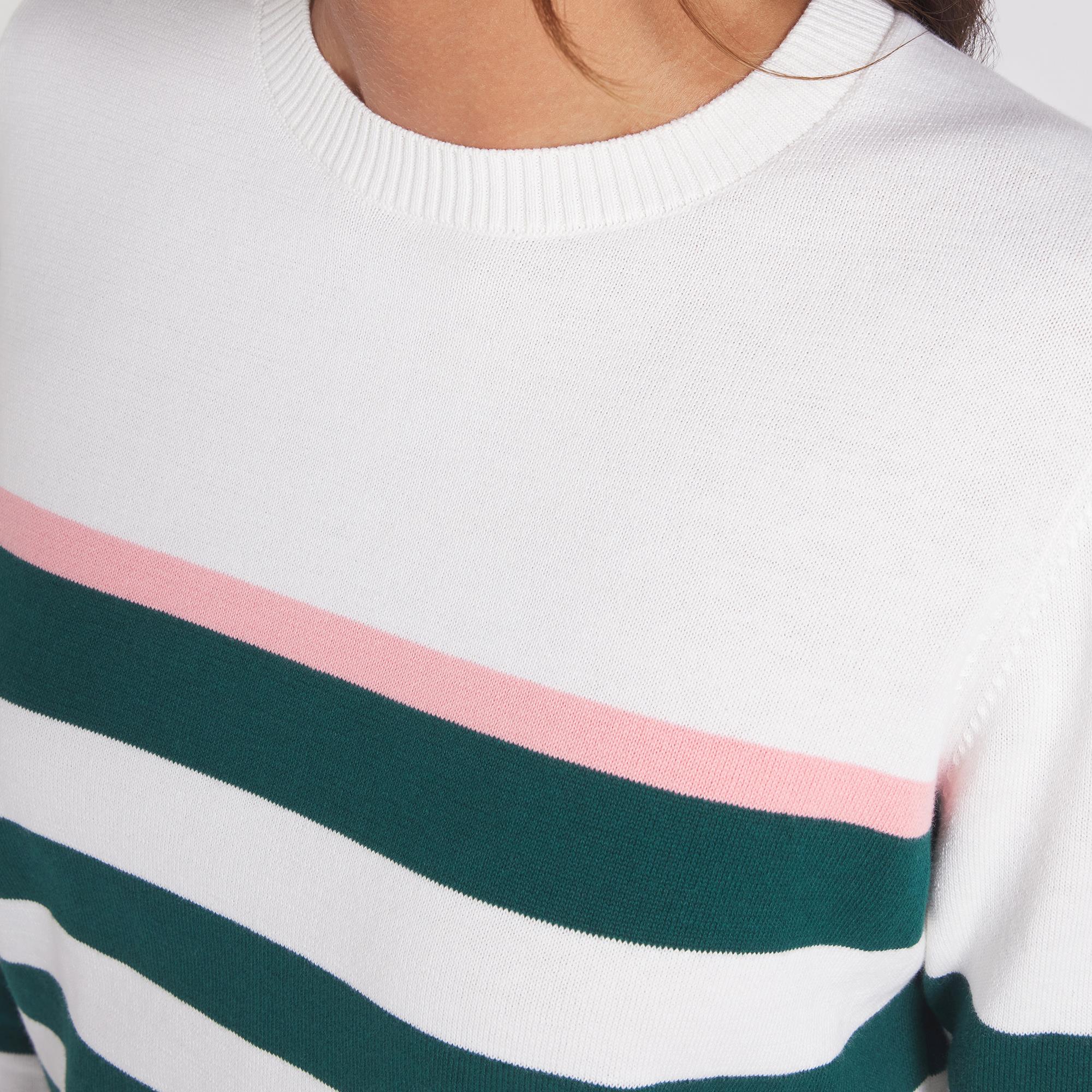 Puma Resort Stripe Ladies Golf Sweater White/Green