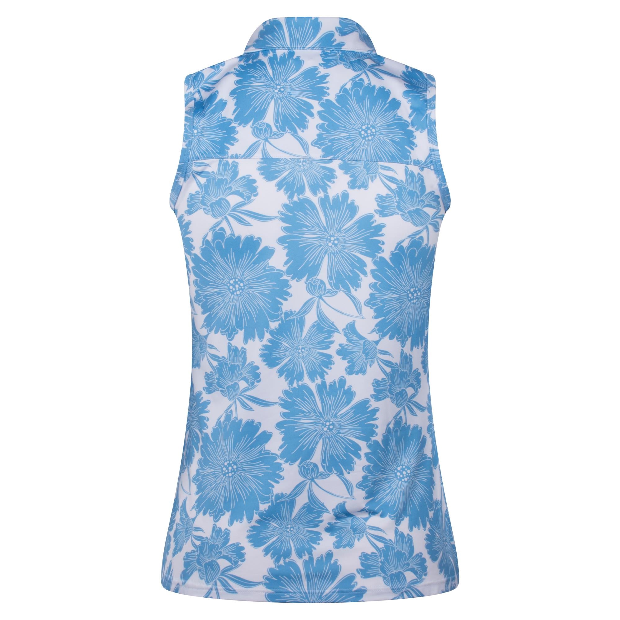 Puma Cloudspun Botanic Ladies Sleeveless Golf Polo Shirt White/Light Blue