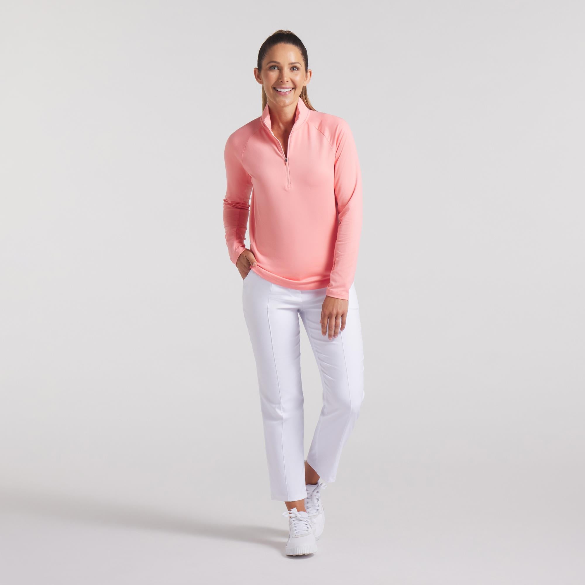 Puma Pure 2.0 1/4 Zip Ladies Golf Mid Layer Pink Fruit