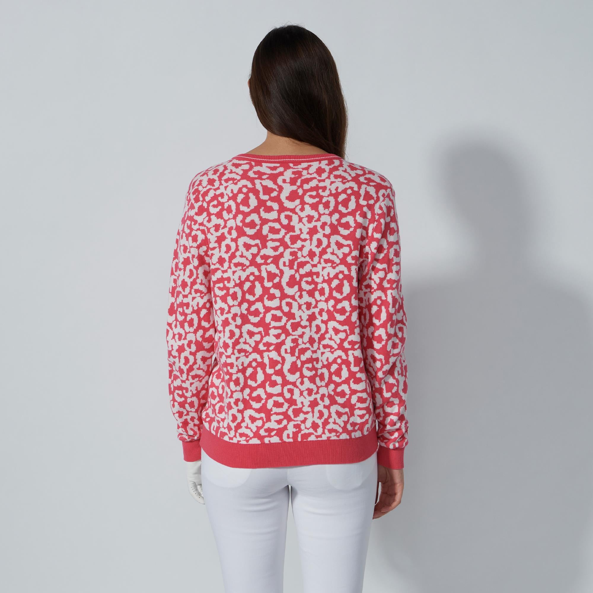 Daily Sports Jacquard Ladies Golf Knitted Jumper Leo Coral