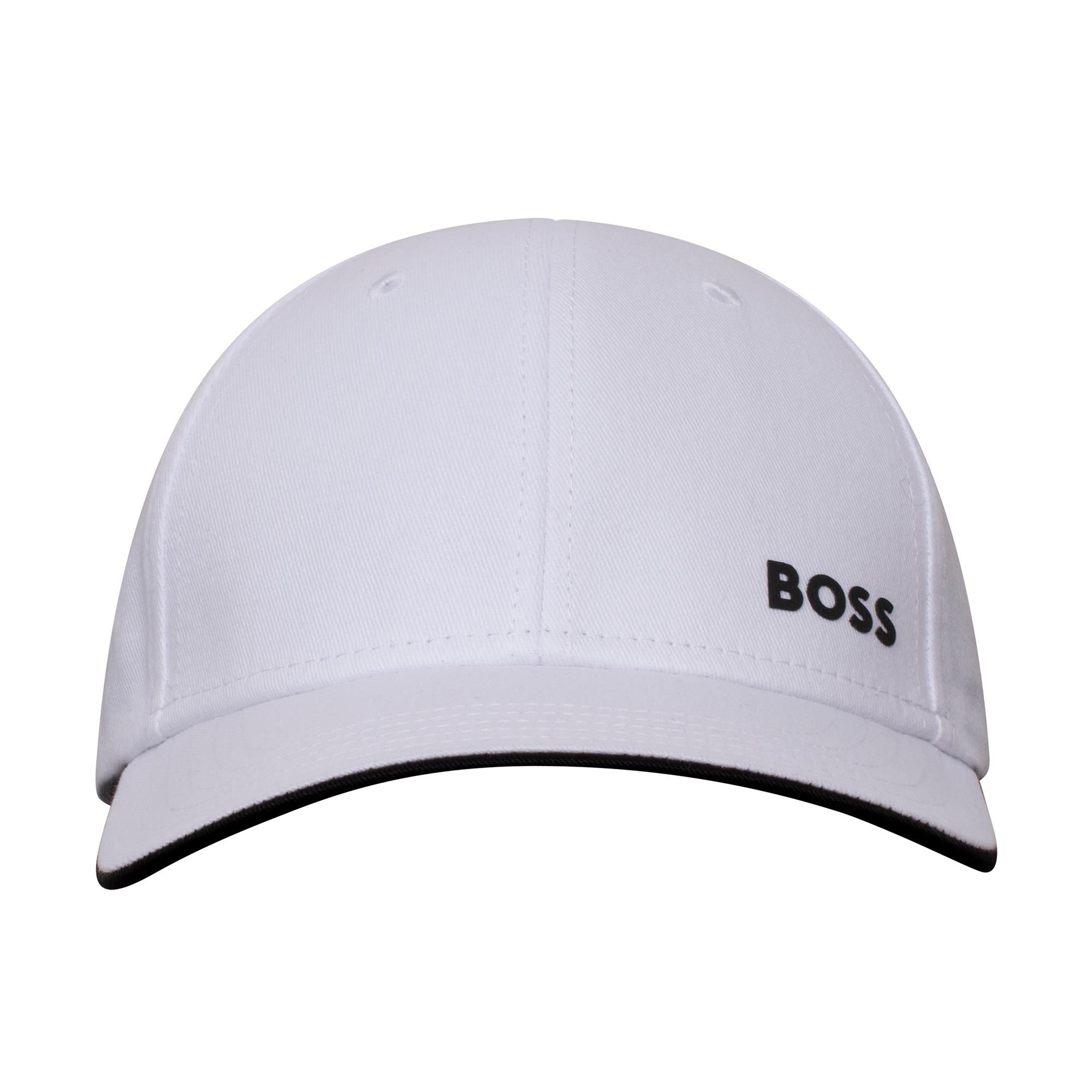 Boss Logo Print Cotton Twill Cap White