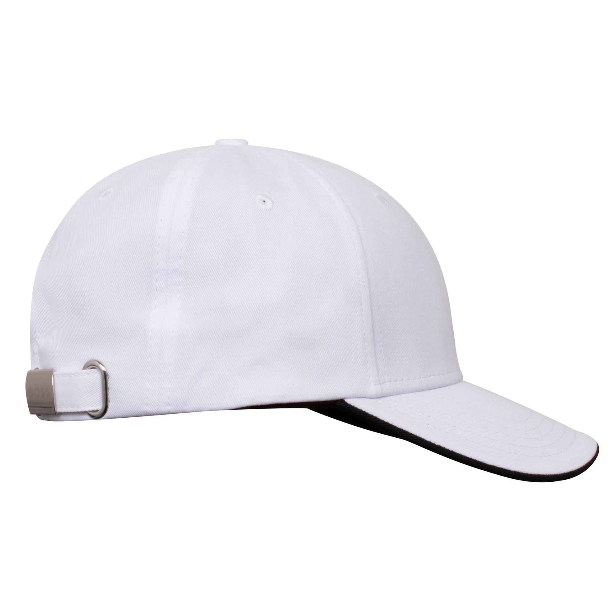 Boss Logo Print Cotton Twill Cap White