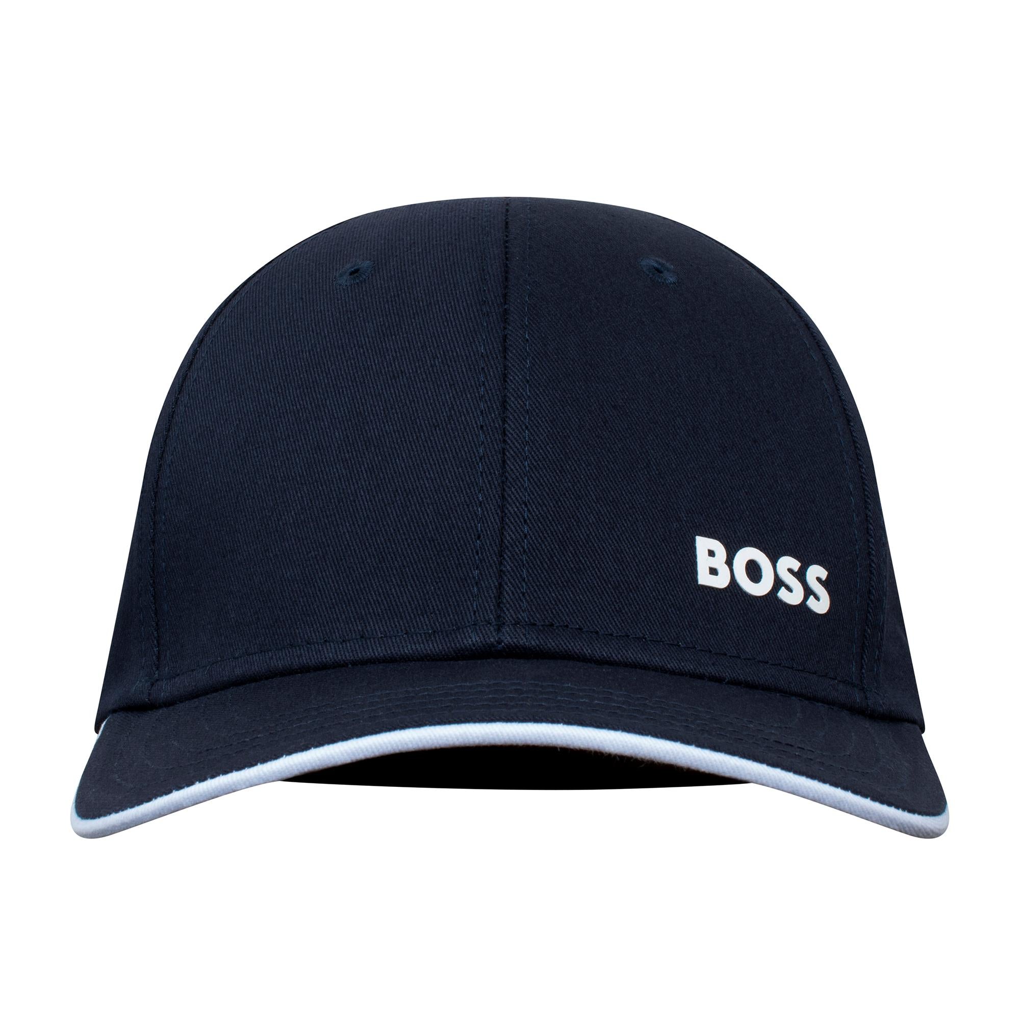 Boss Logo Print Cotton Twill Cap Navy