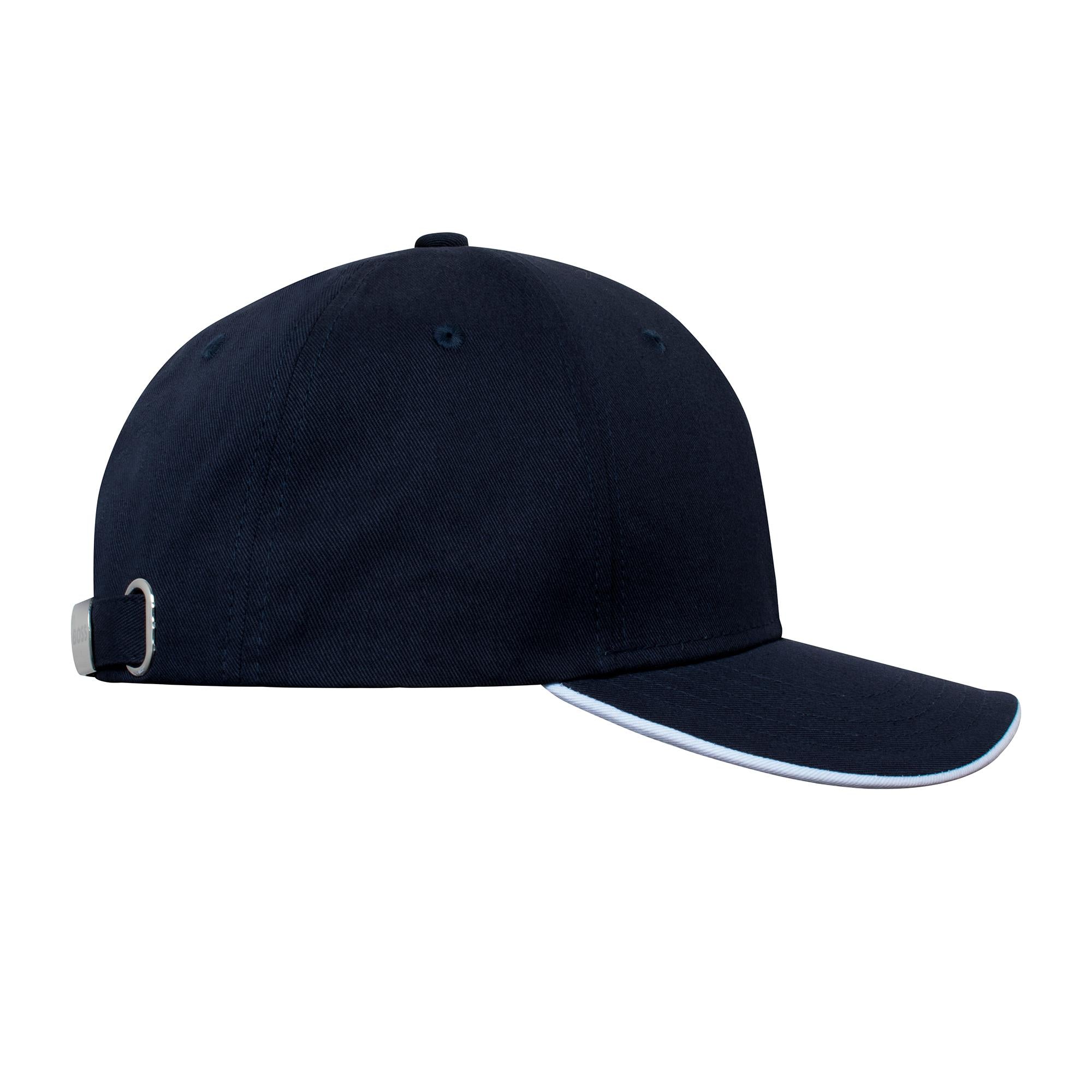 Boss Logo Print Cotton Twill Cap Navy