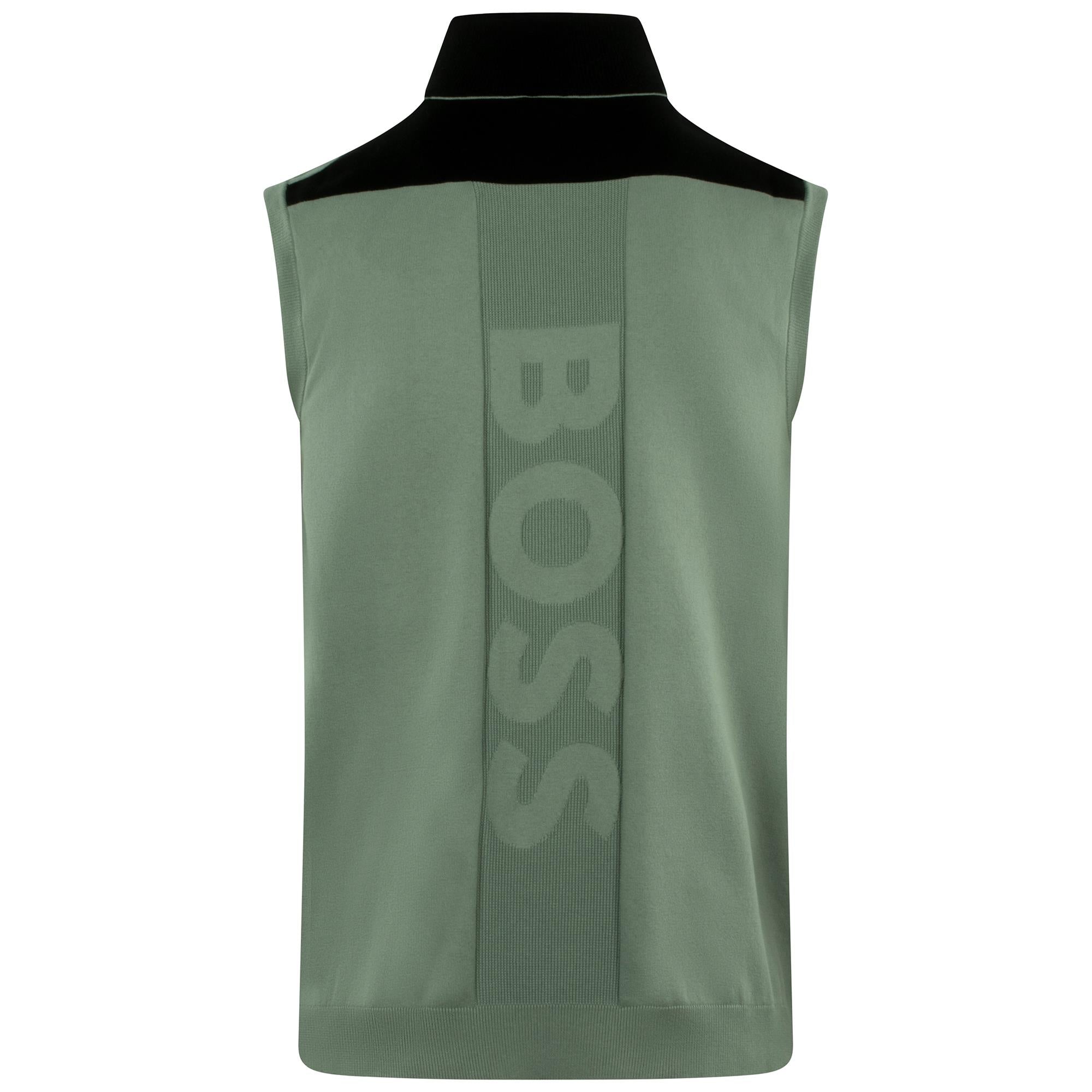 Boss K_Golf_V_0 Cotton Quarter Zip Slipover Open Green