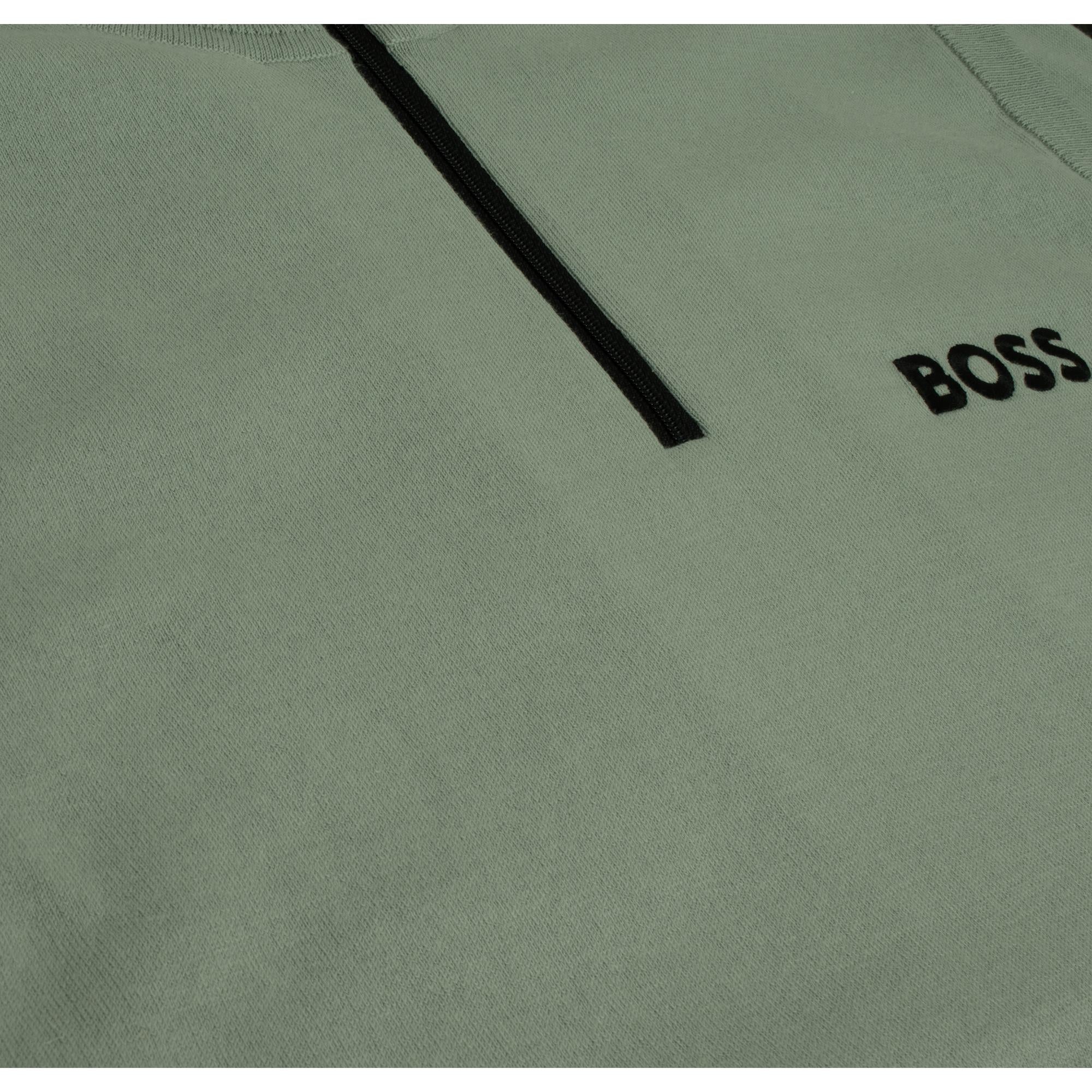Boss K_Golf_V_0 Cotton Quarter Zip Slipover Open Green