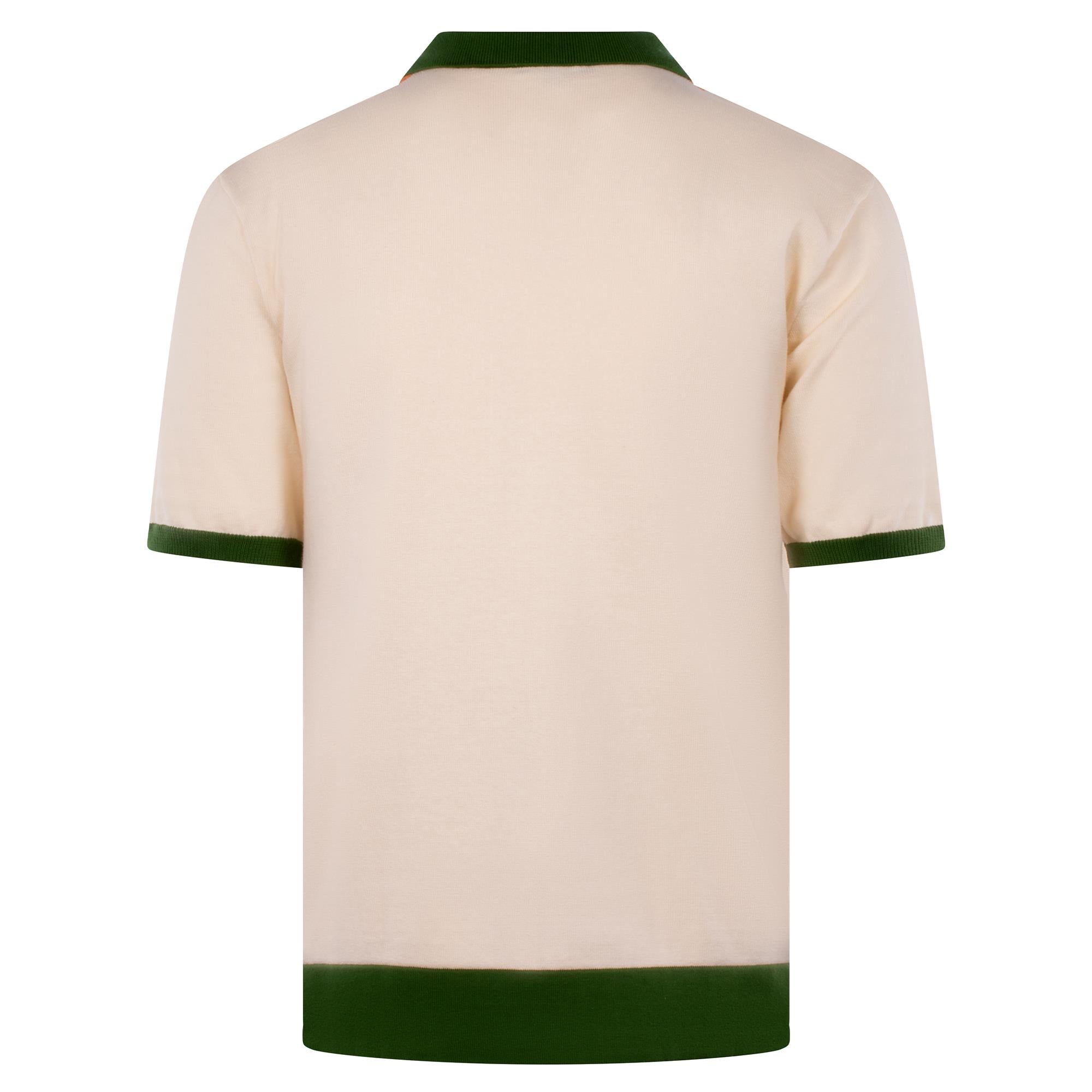 Malbon Golf Gabbiano Knit Button Up Polo Ivory