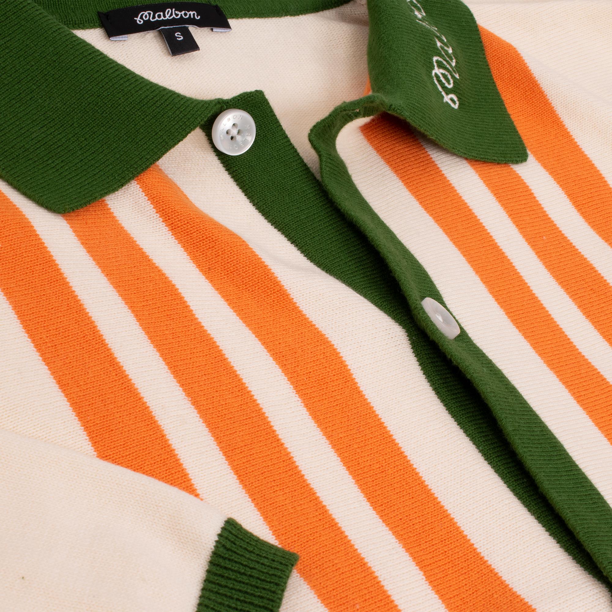 Malbon Golf Gabbiano Knit Button Up Polo Ivory