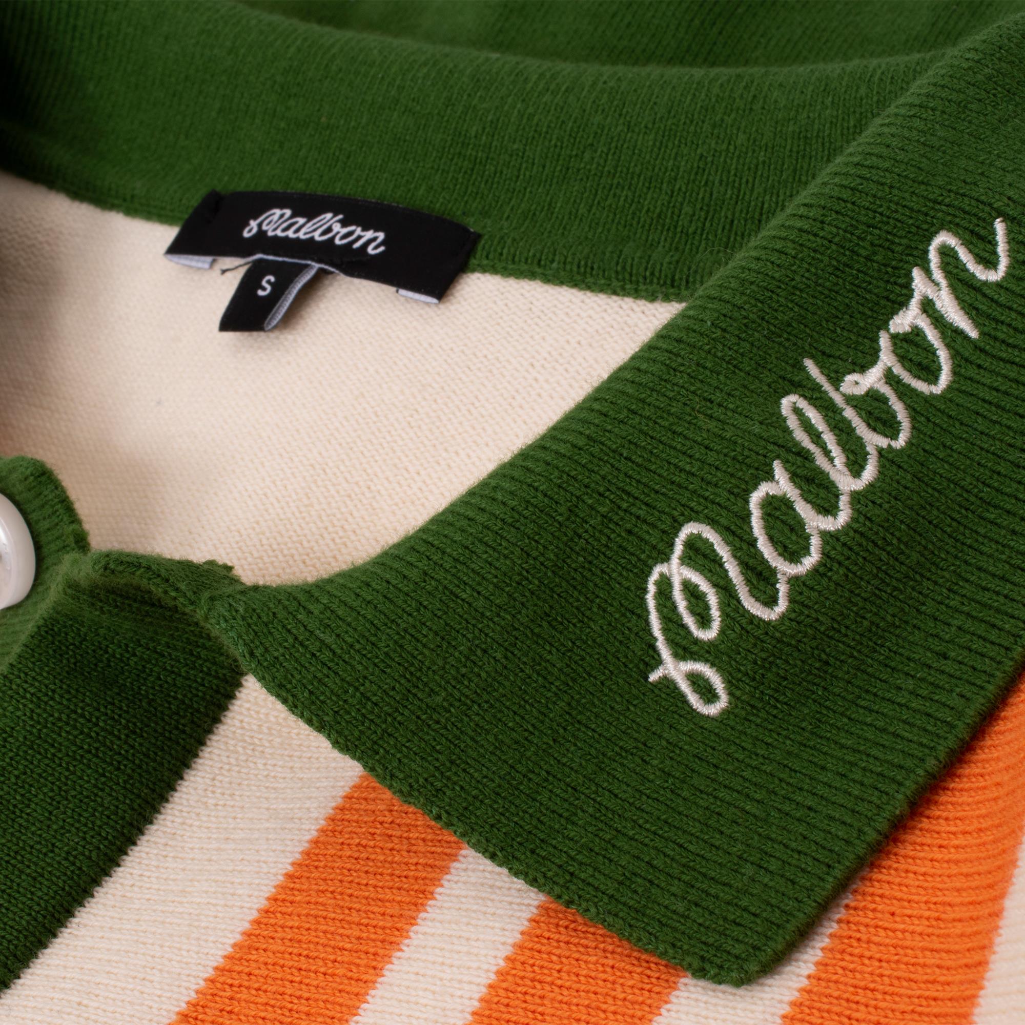 Malbon Golf Gabbiano Knit Button Up Polo Ivory