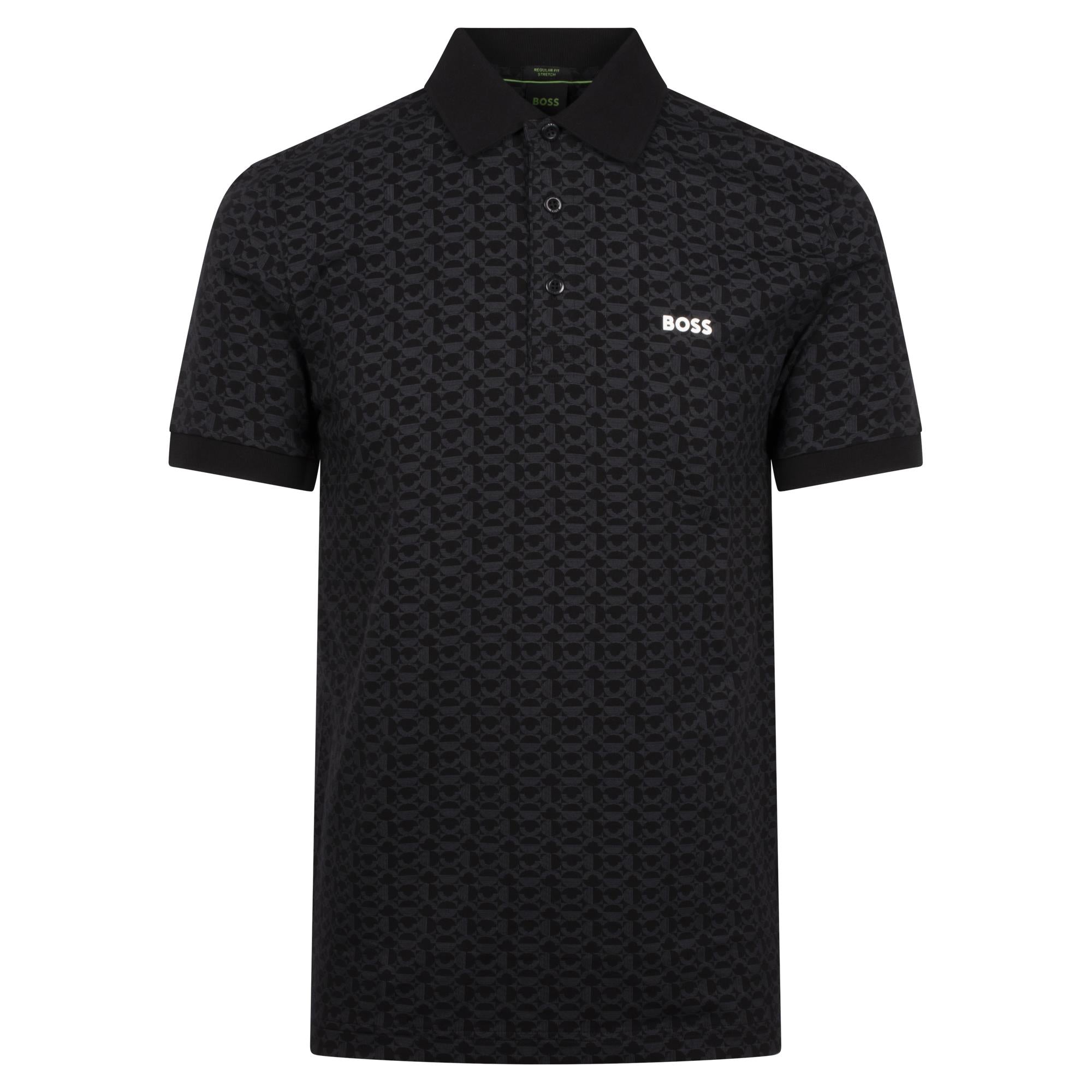 Boss Paddy Striped C Jaquard Mens Polo Shirt Black