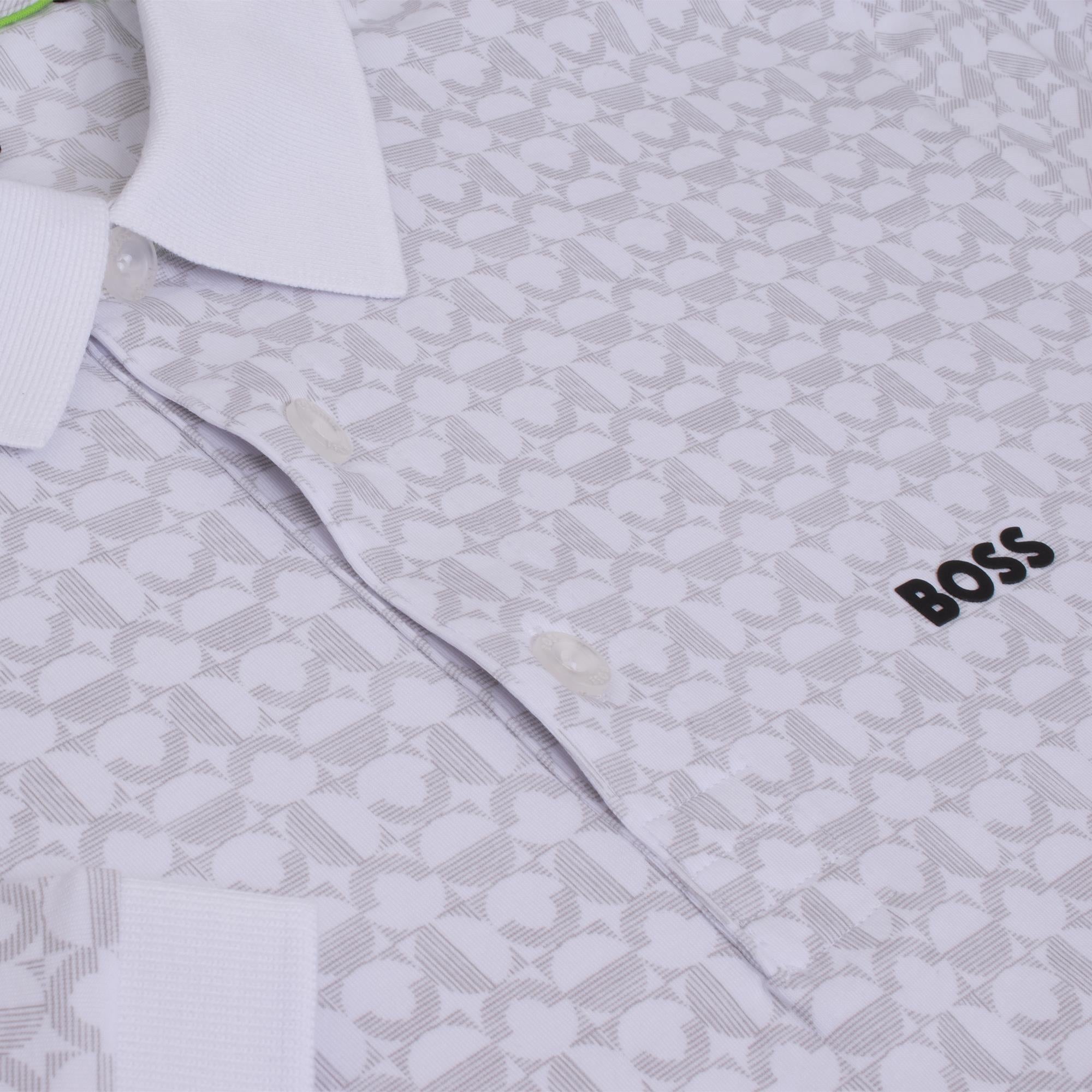 Boss Paddy Striped C Jaquard Mens Polo Shirt White