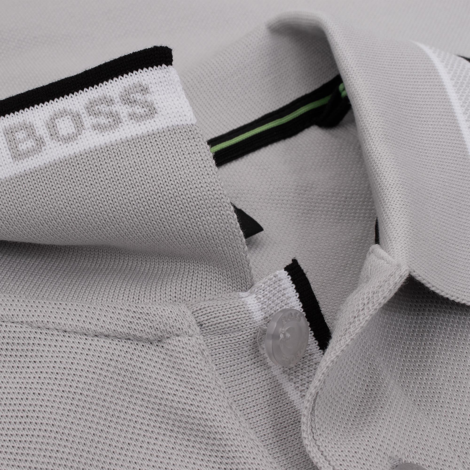 Boss Paddy Cotton Pique Mens Polo Shirt Light Pastel Grey