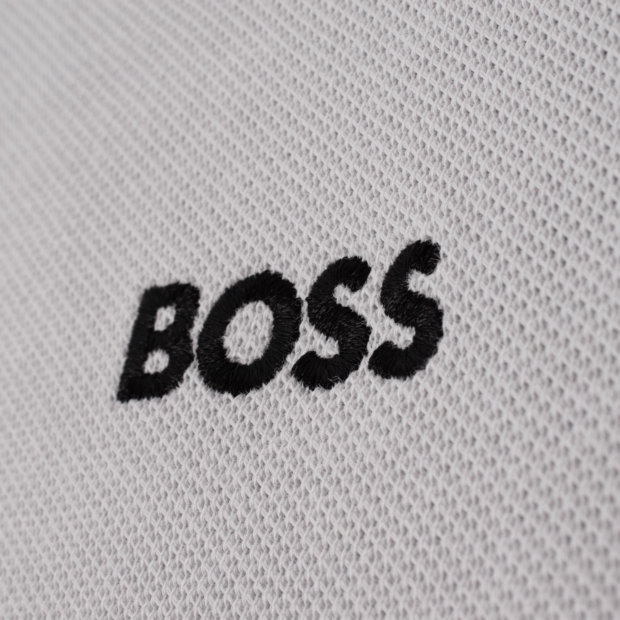 Boss Paddy Cotton Pique Mens Polo Shirt Light Pastel Grey