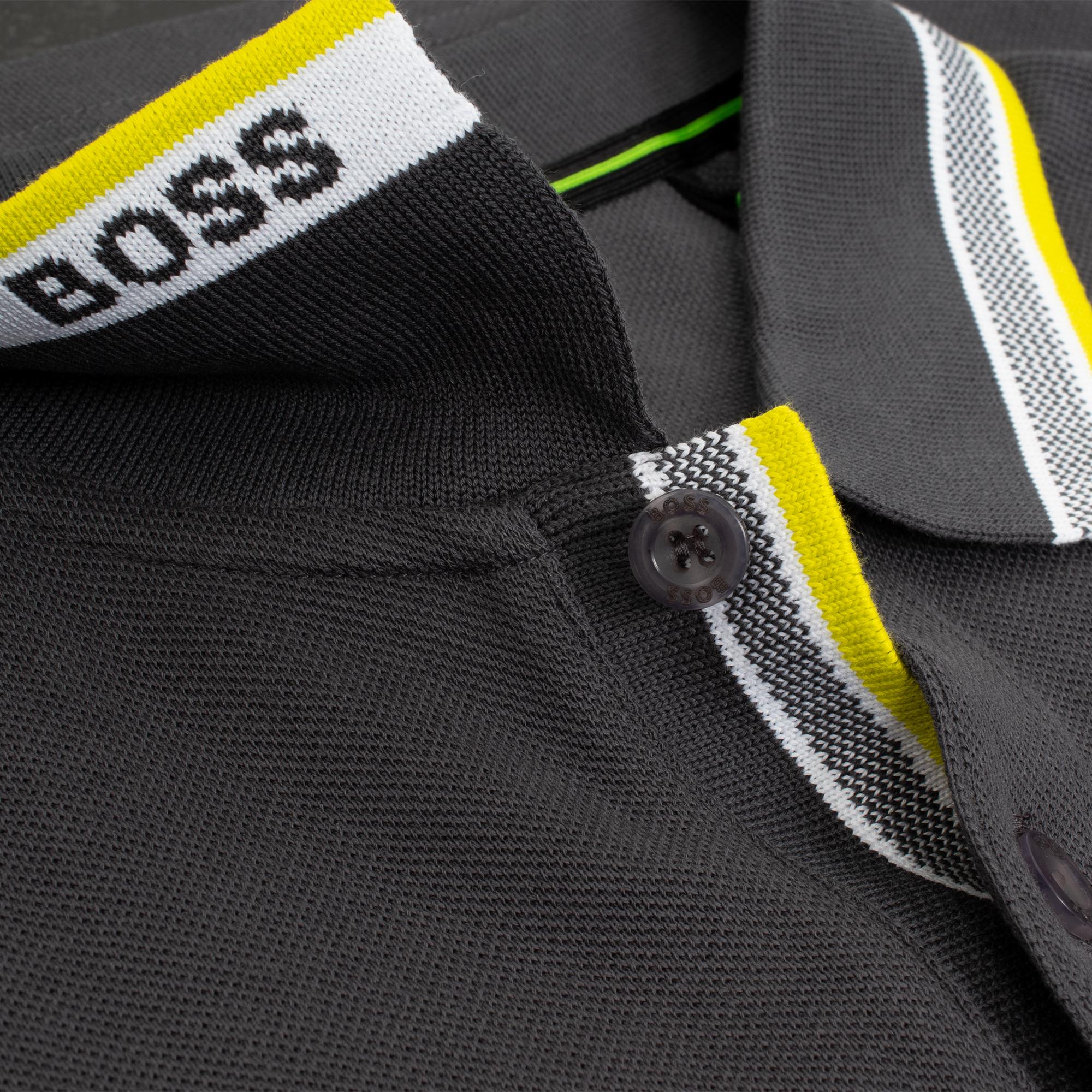 Boss Pilsy Long Sleeve Polo Shirt Dark Grey