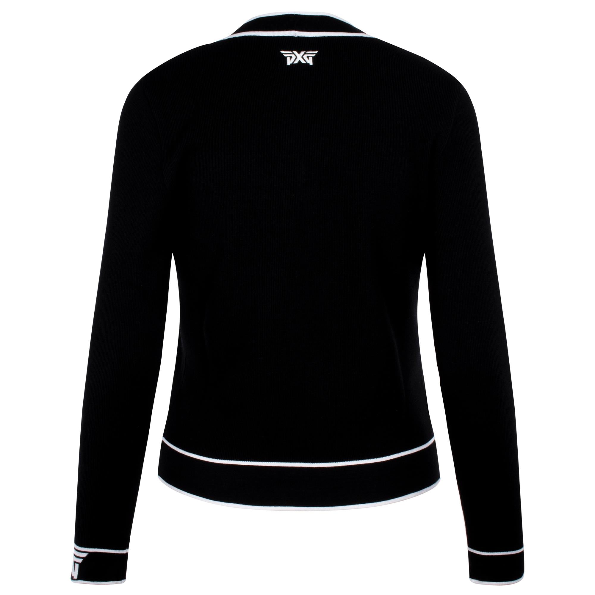 PXG Varsity V-Neck Ladies Golf Cardigan Black/White