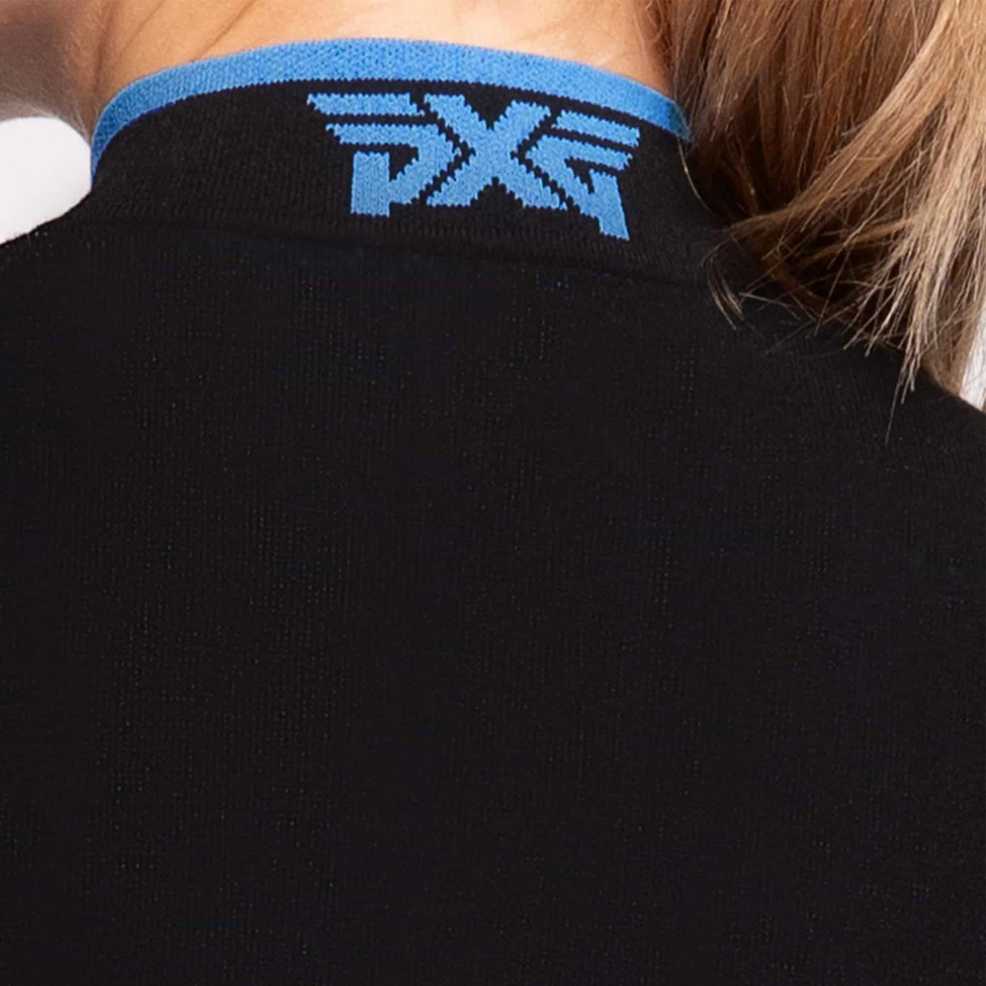 PXG 1/4 Zip Colour Block Ladies Knitted Polo Black/Blue
