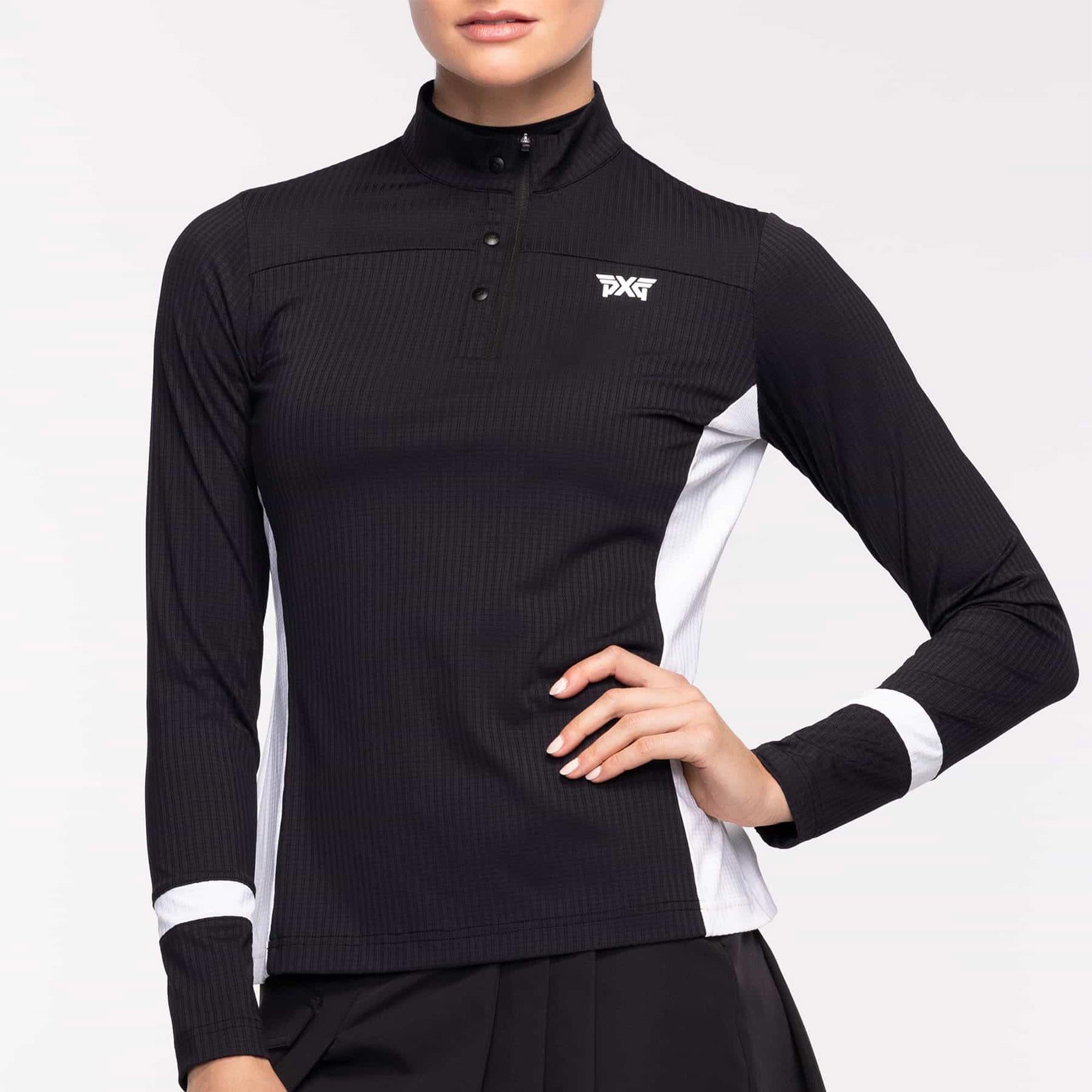 PXG Colour Block Mock Quarter Zip Ladies Golf Mid Layer Black