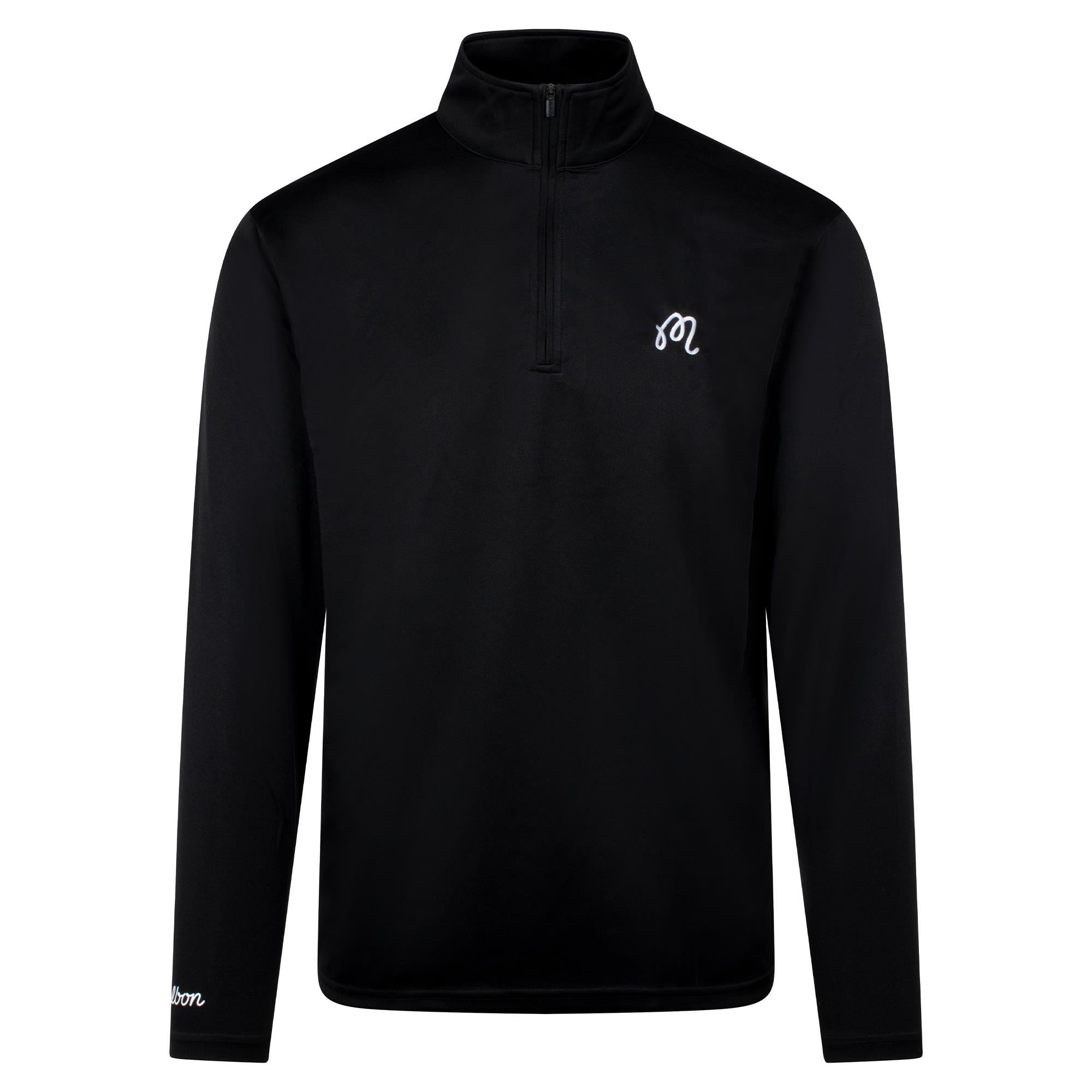 Malbon Golf M Script Performance Quarter Zip Mens Mid Layer Black