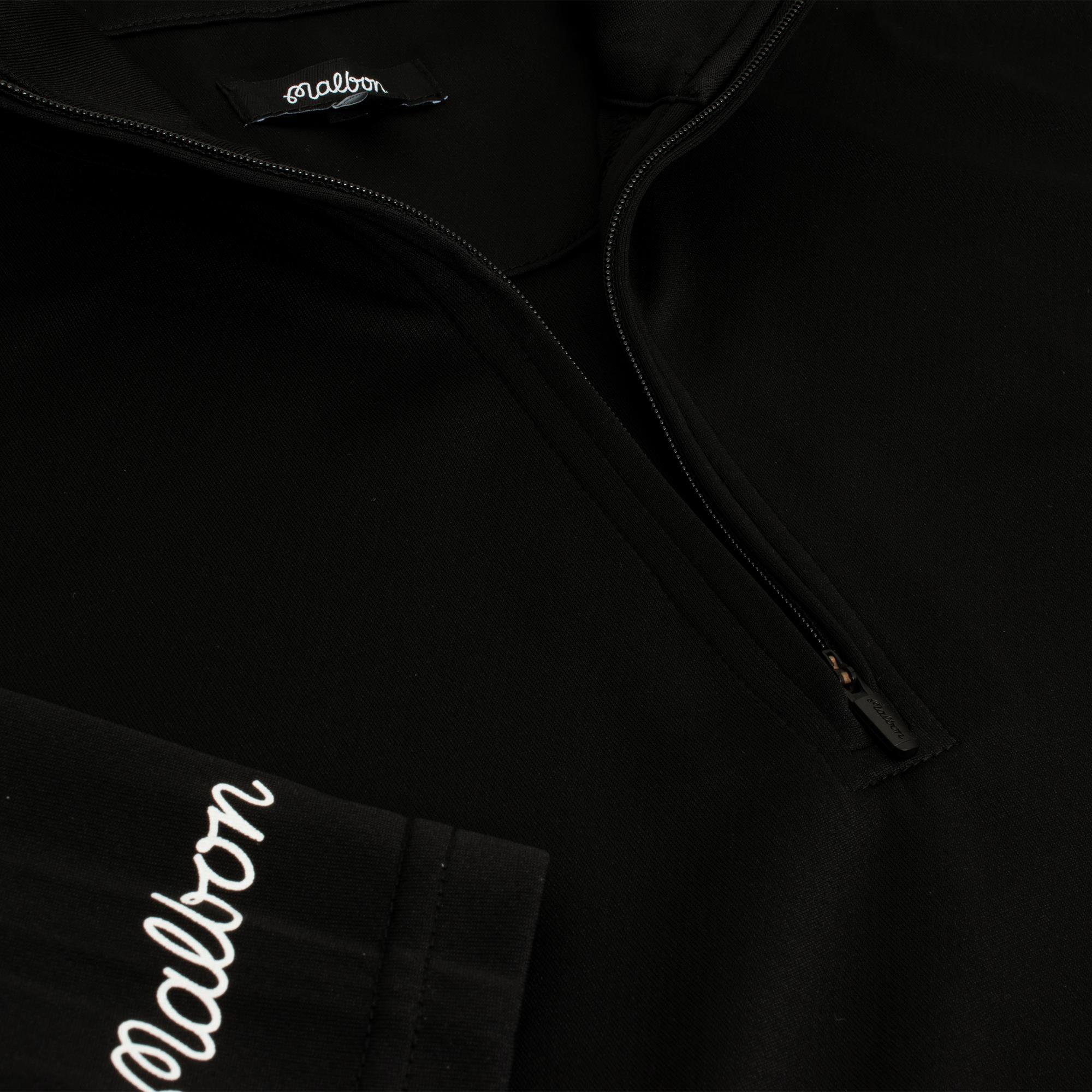 Malbon Golf M Script Performance Quarter Zip Mens Mid Layer Black