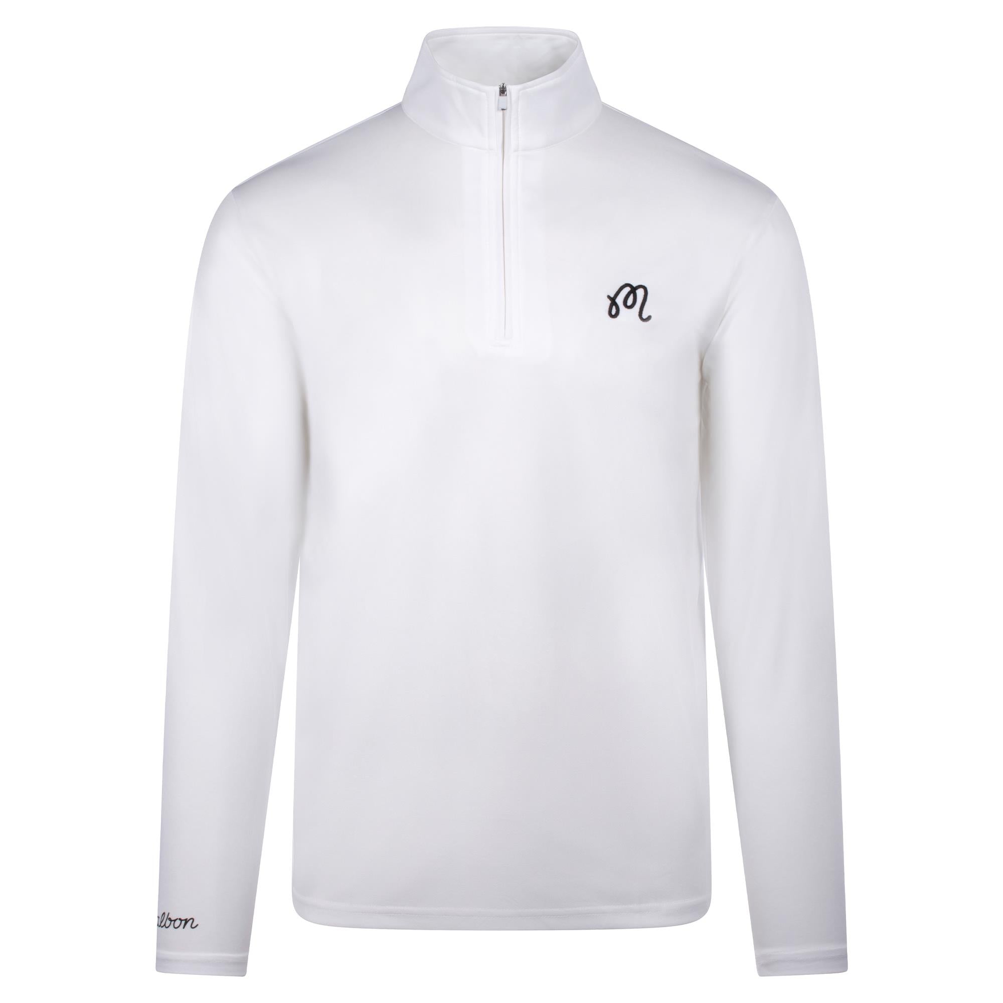 Malbon Golf M Script Performance Quarter Zip Mens Mid Layer White