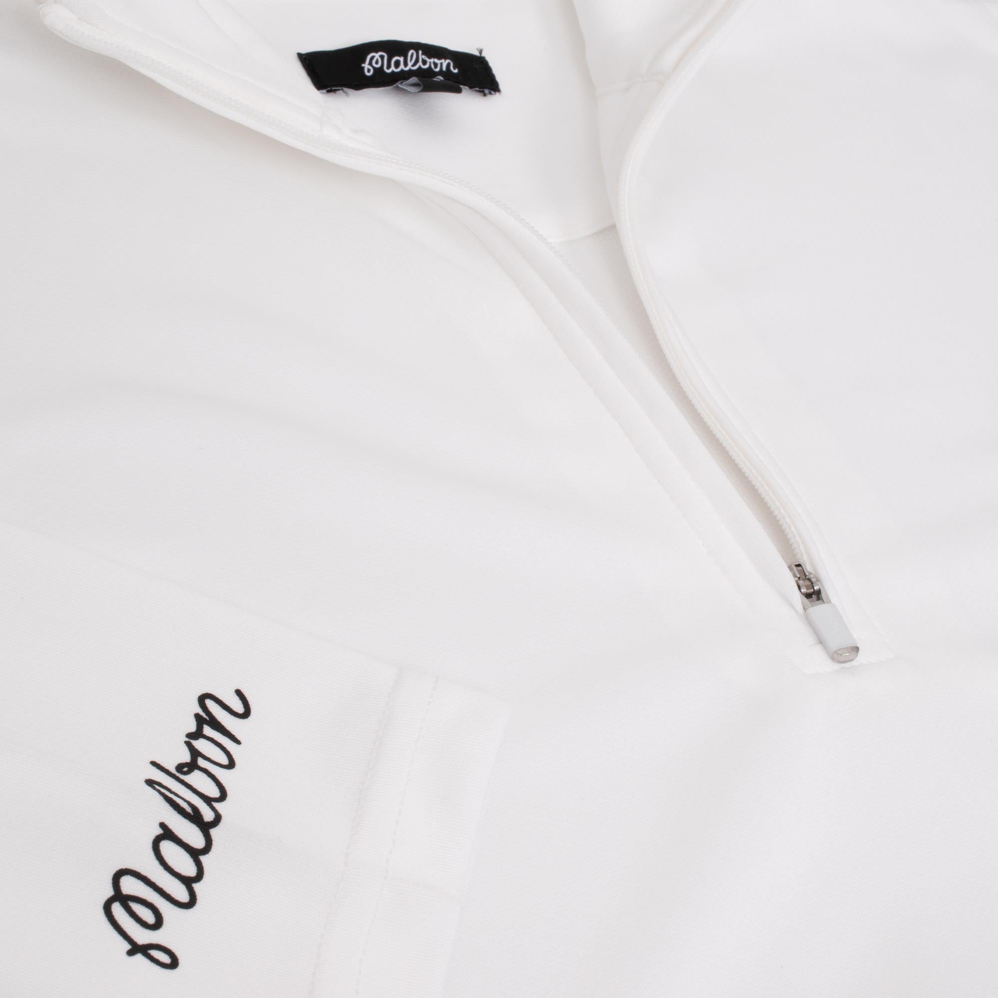Malbon Golf M Script Performance Quarter Zip Mens Mid Layer White