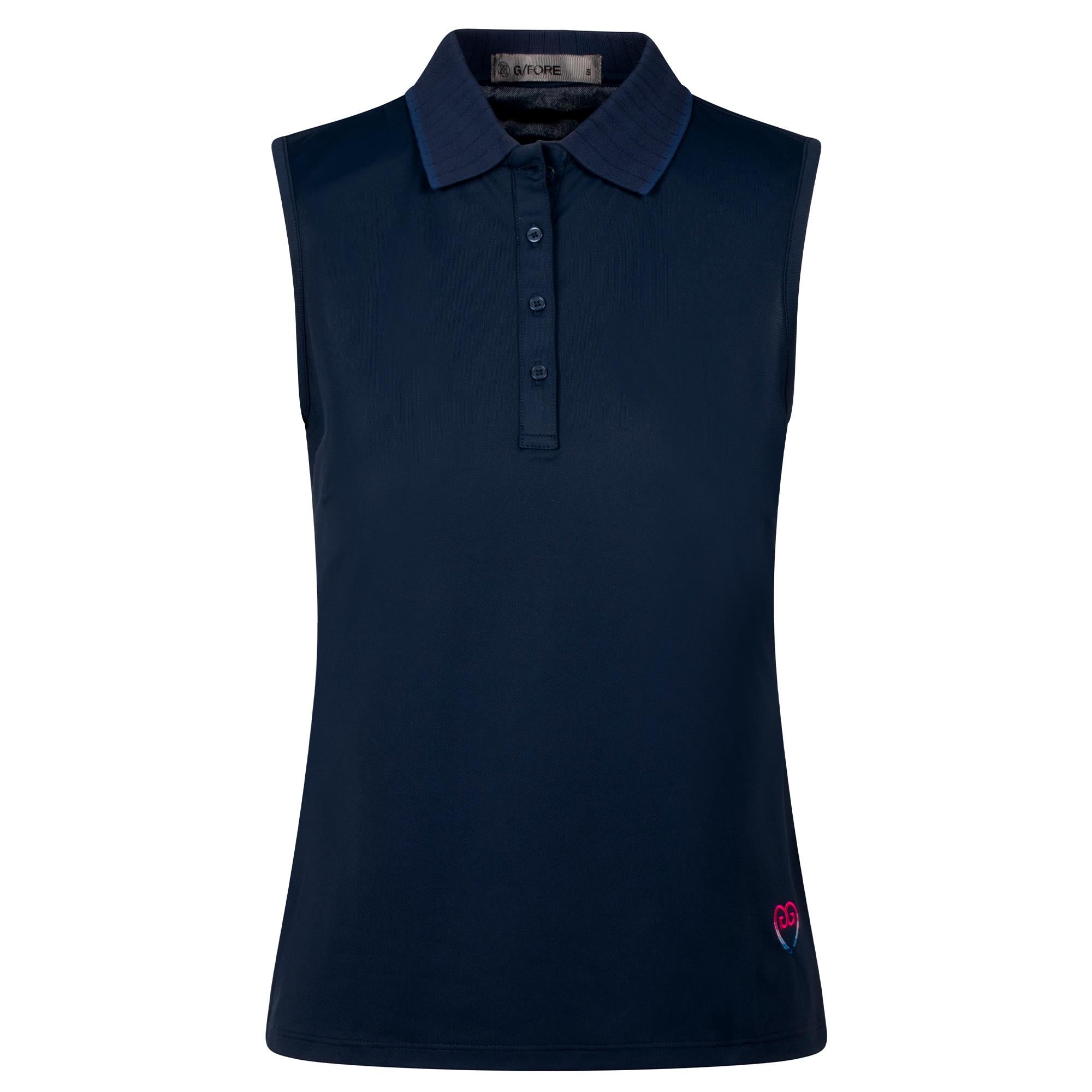G/FORE Pleated Rib Collar Gradient Heart Ladies Sleeveless Golf Polo Twilight