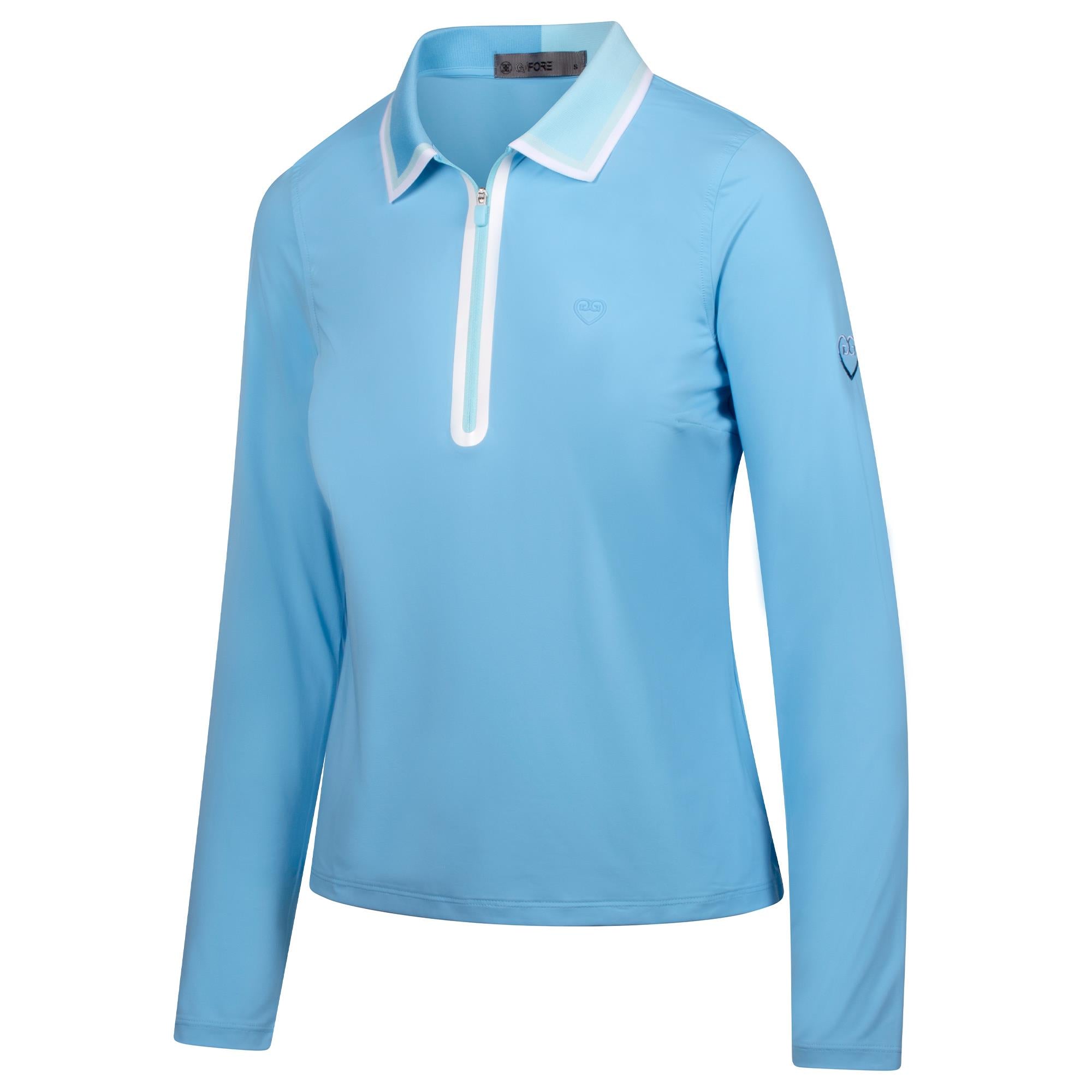 G/FORE Colour Block Silky Tech Nylon Gradient Heart Ladies Golf Polo Shirt Fountain