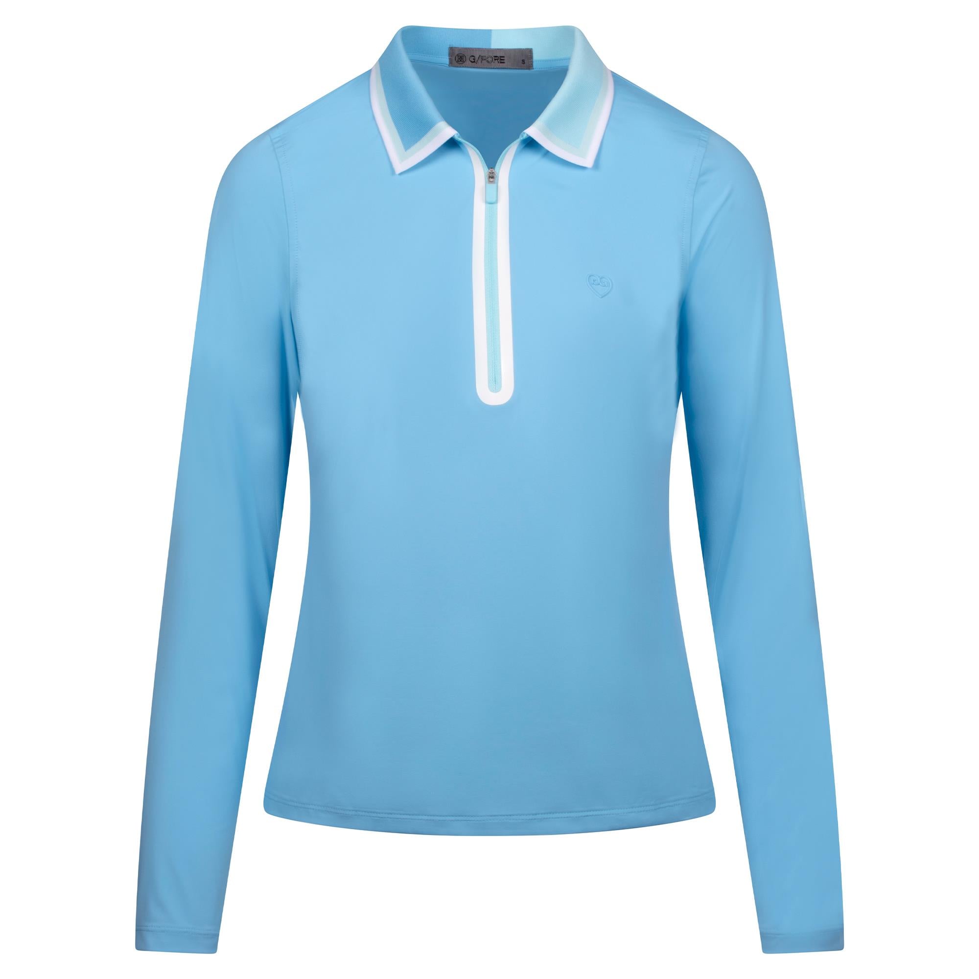 G/FORE Colour Block Silky Tech Nylon Gradient Heart Ladies Golf Polo Shirt Fountain