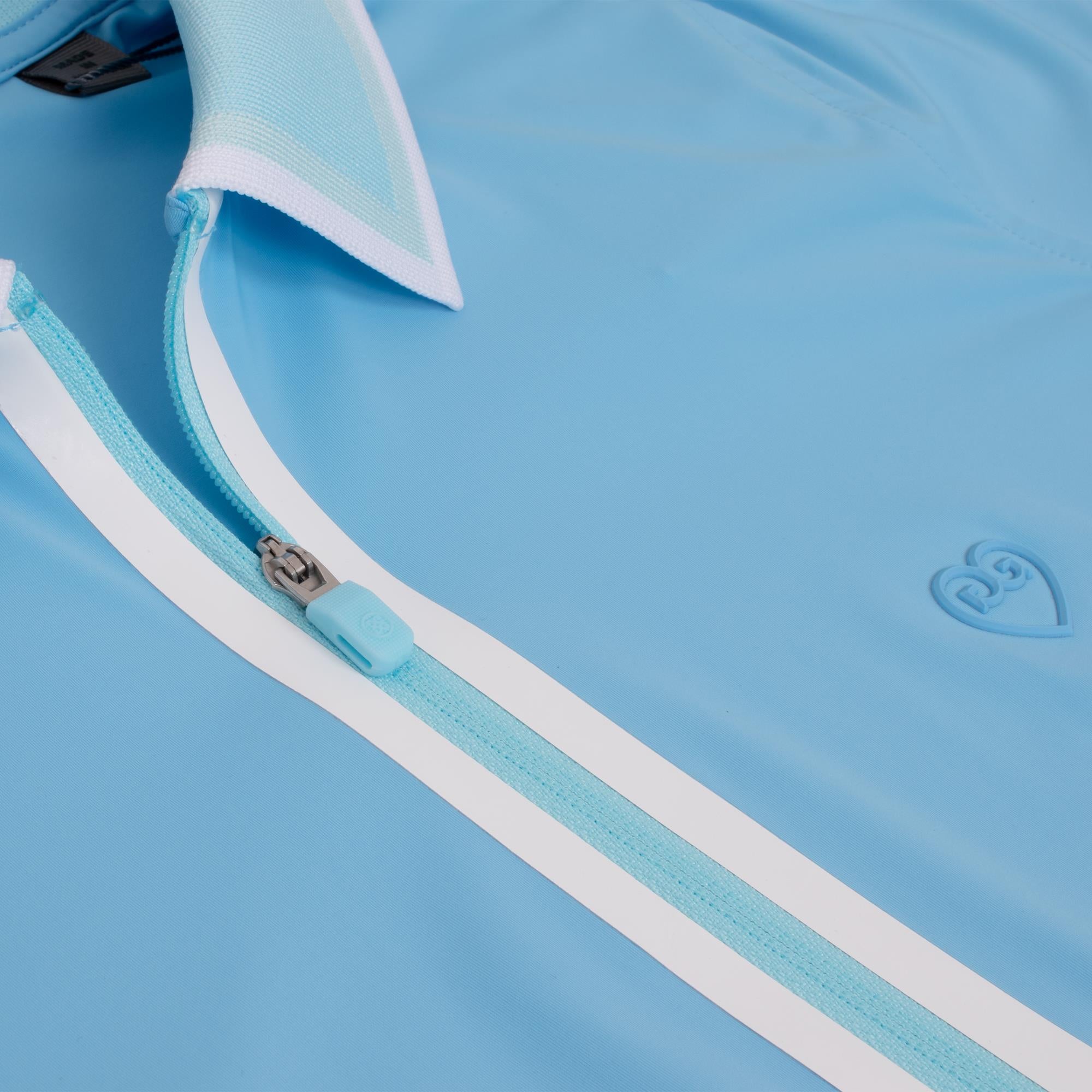 G/FORE Colour Block Silky Tech Nylon Gradient Heart Ladies Golf Polo Shirt Fountain