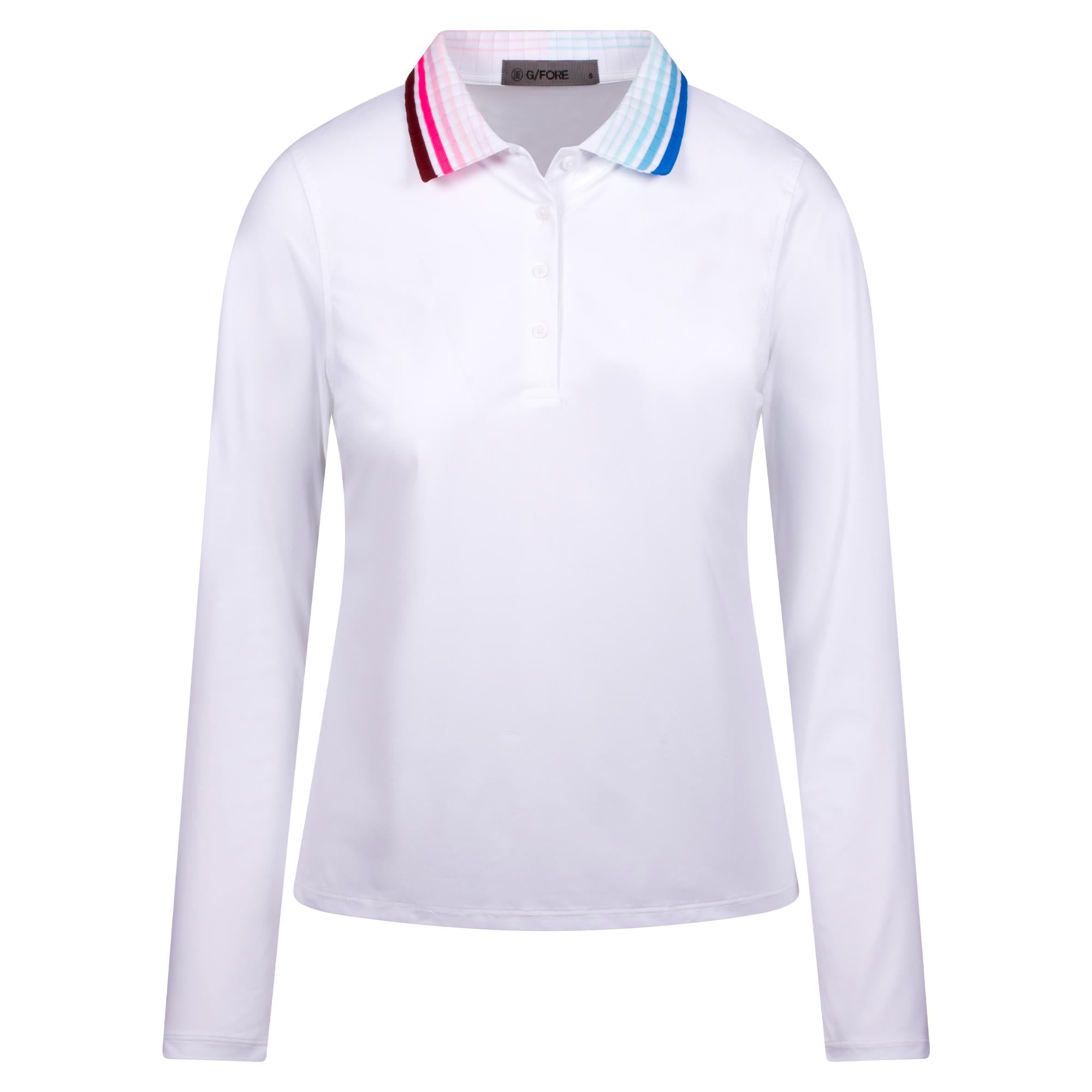 G/FORE Silky Tech Nylon Gradient Heart Ladies Long Sleeve Golf Polo Shirt Snow