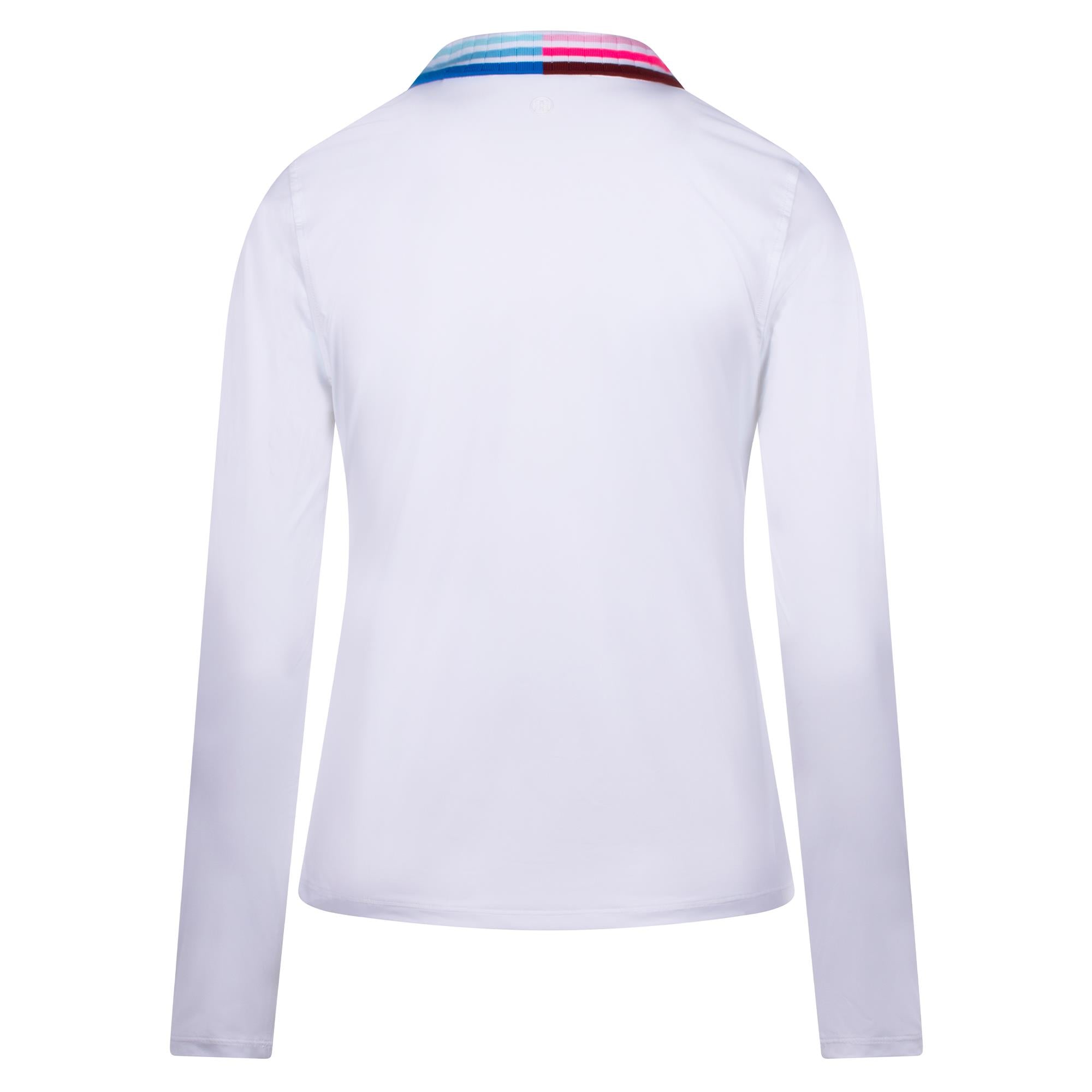 G/FORE Silky Tech Nylon Gradient Heart Ladies Long Sleeve Golf Polo Shirt Snow