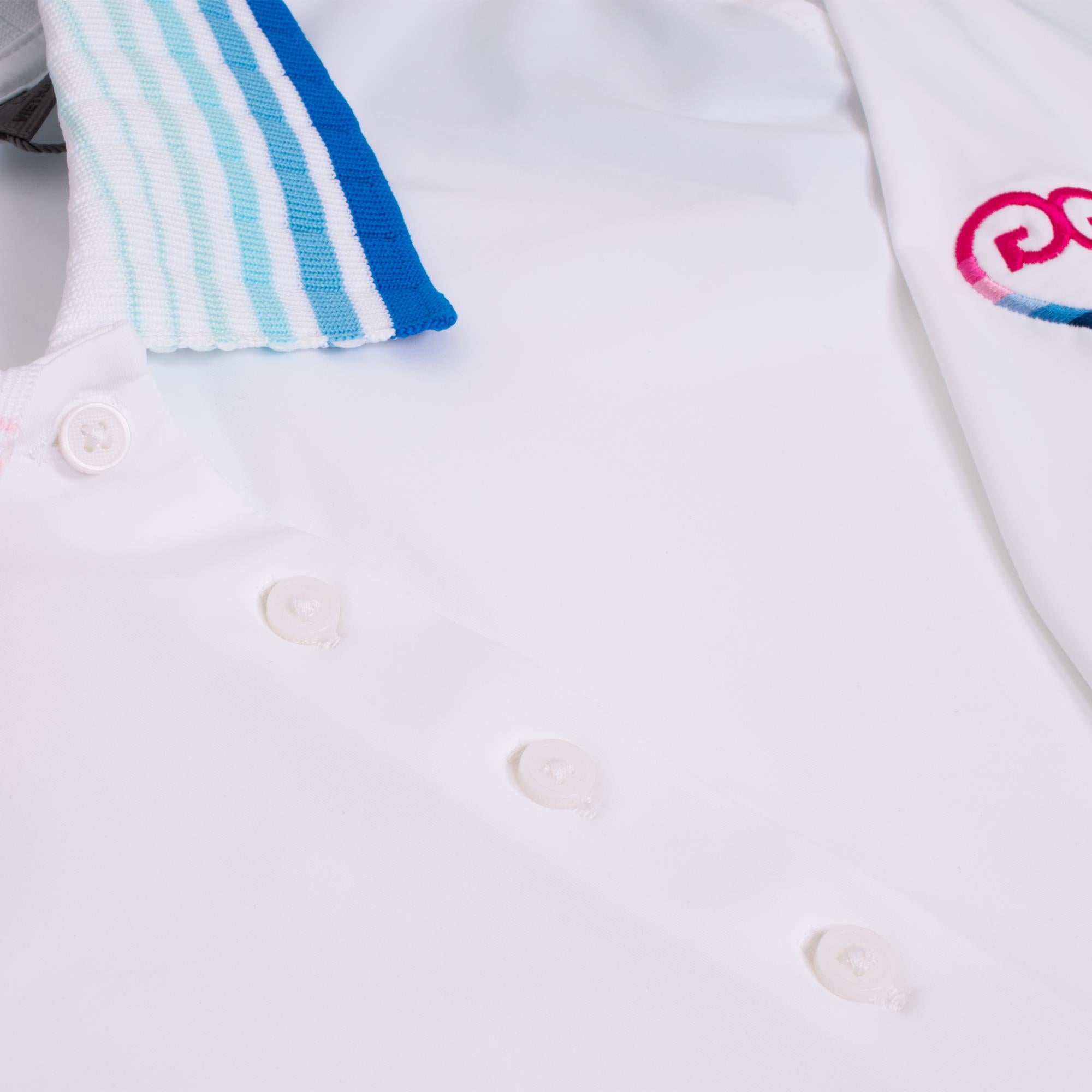 G/FORE Silky Tech Nylon Gradient Heart Ladies Long Sleeve Golf Polo Shirt Snow