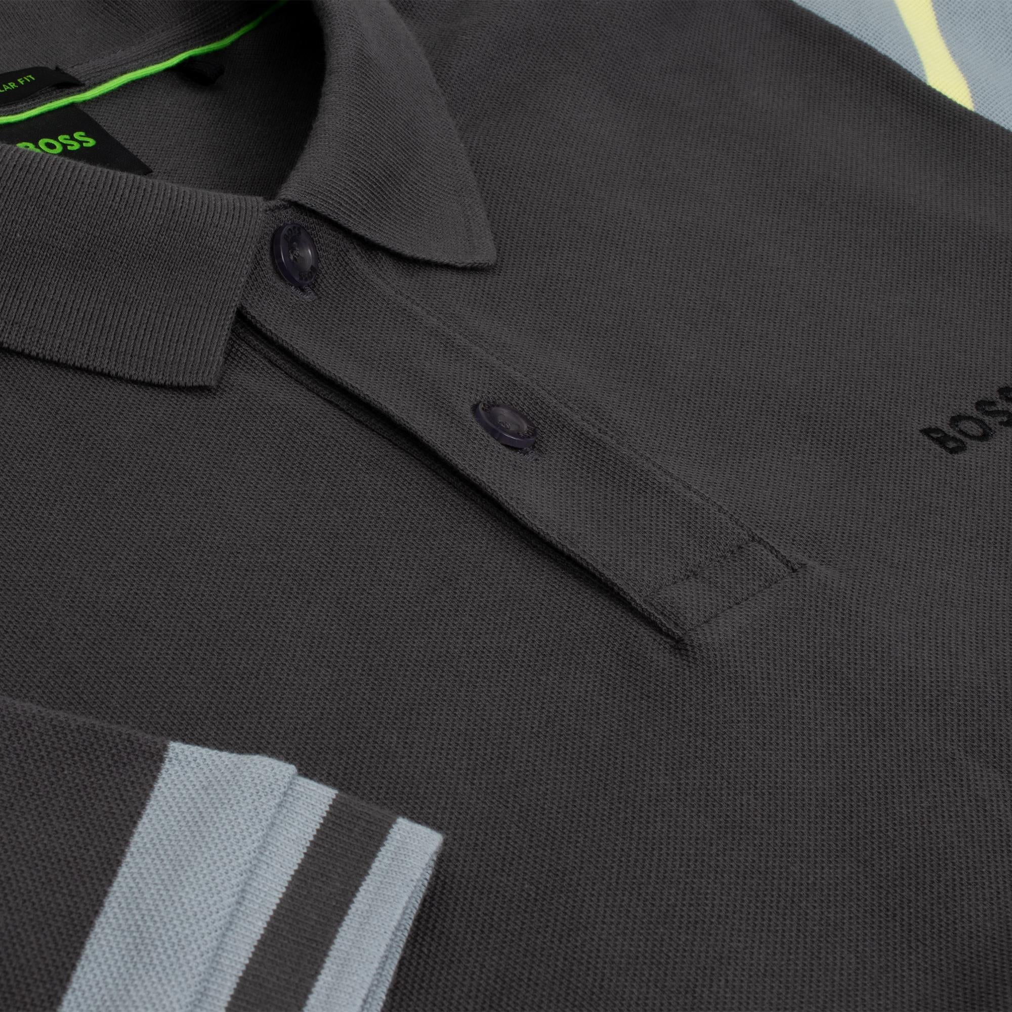 Boss Polo Sleeve Zone Mens Polo Shirt Dark Grey