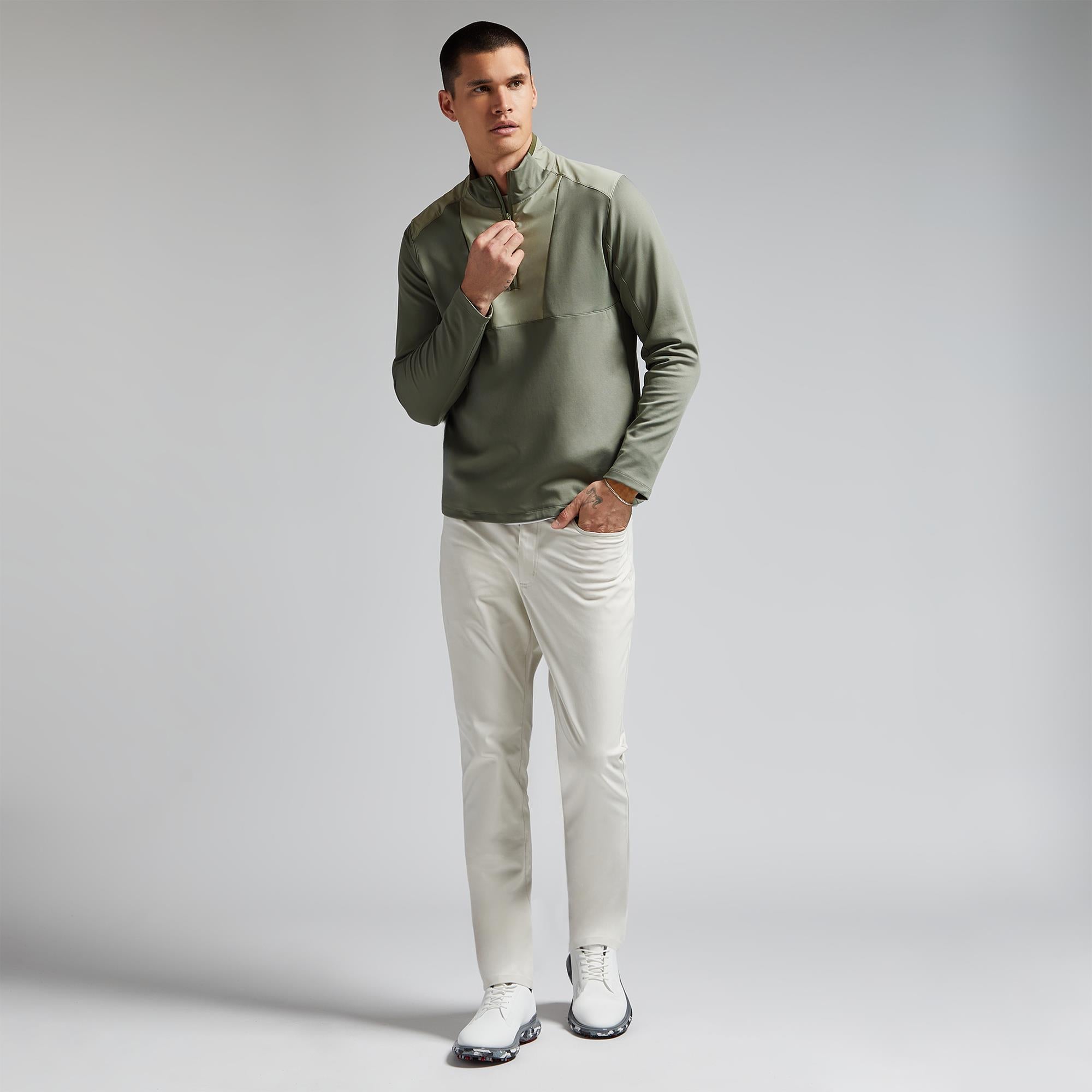 G/FORE Double Brushed Knit Quarter Zip Mens Golf Mid Layer Isle