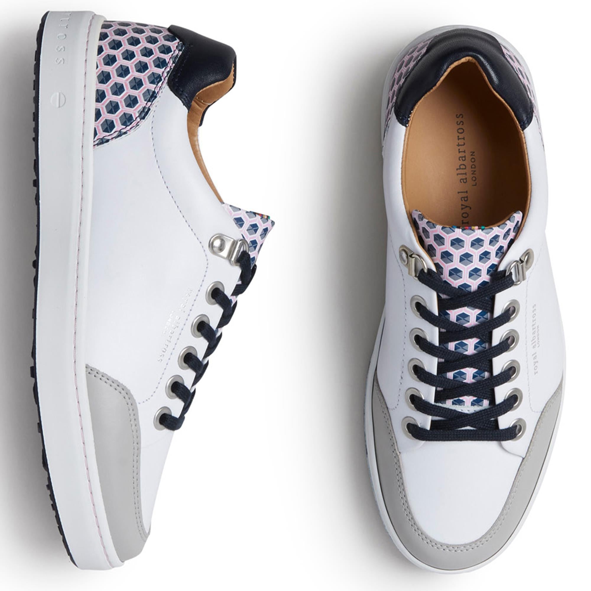 Royal Albartross Fieldfox Ladies Spikeless Golf Shoe Geo White/Navy
