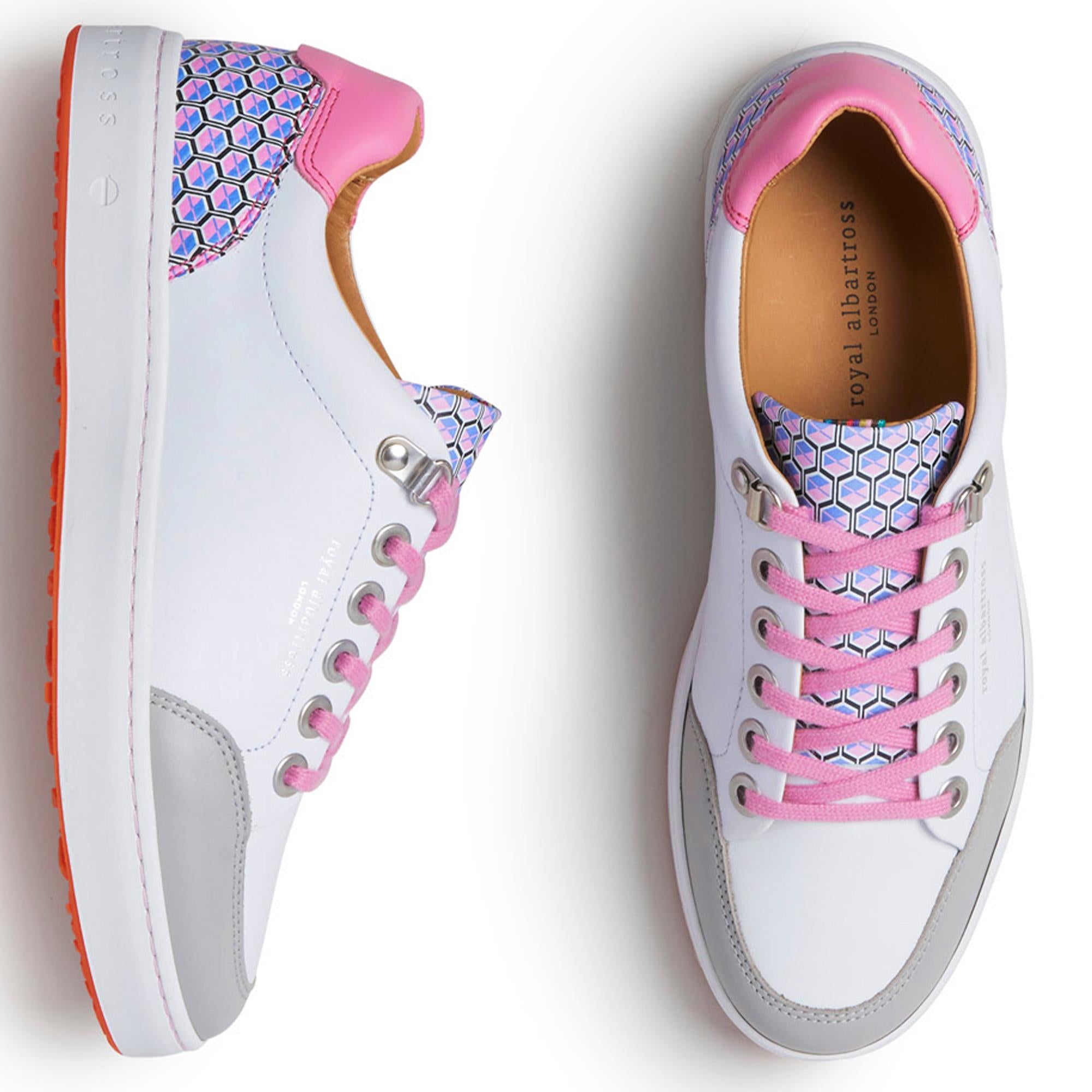 Royal Albartross Fieldfox Ladies Spikeless Golf Shoe Geo White/Pink