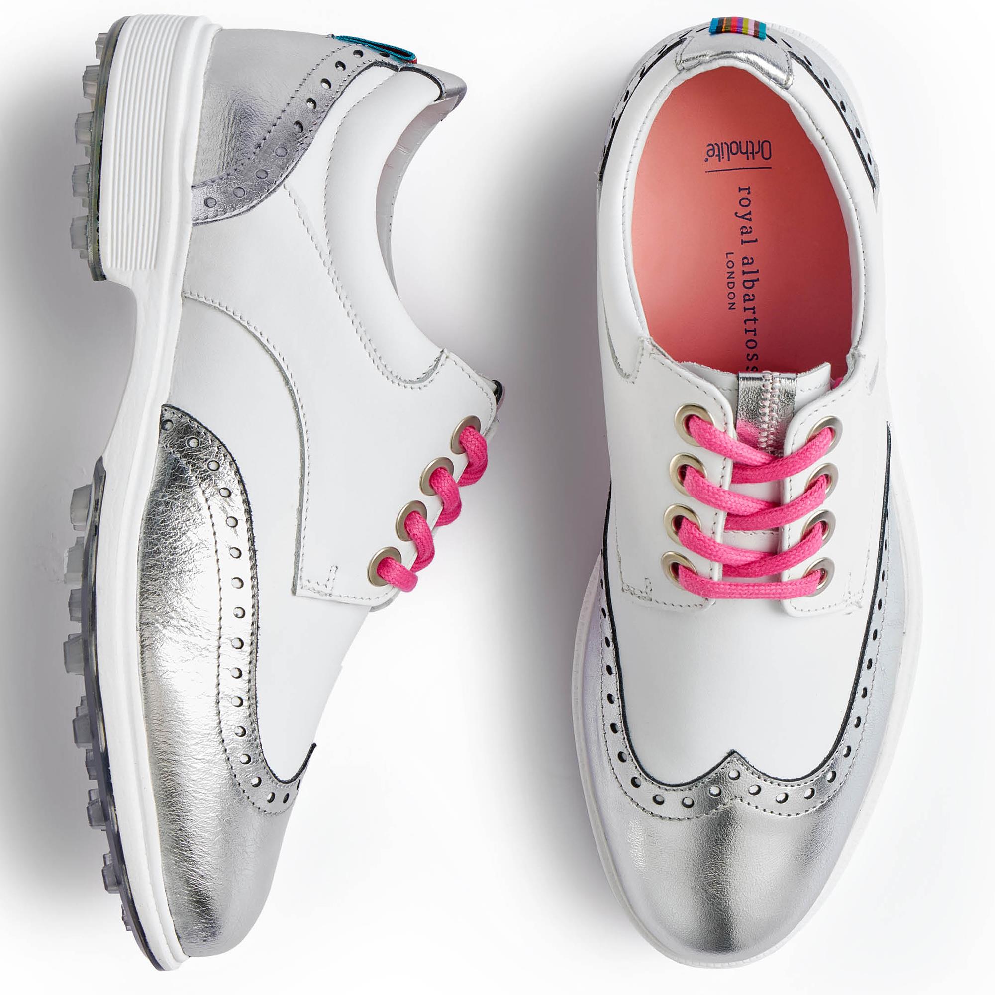 Royal Albartross Tailor Wingtip Brogue Ladies Golf Shoes White/Silver