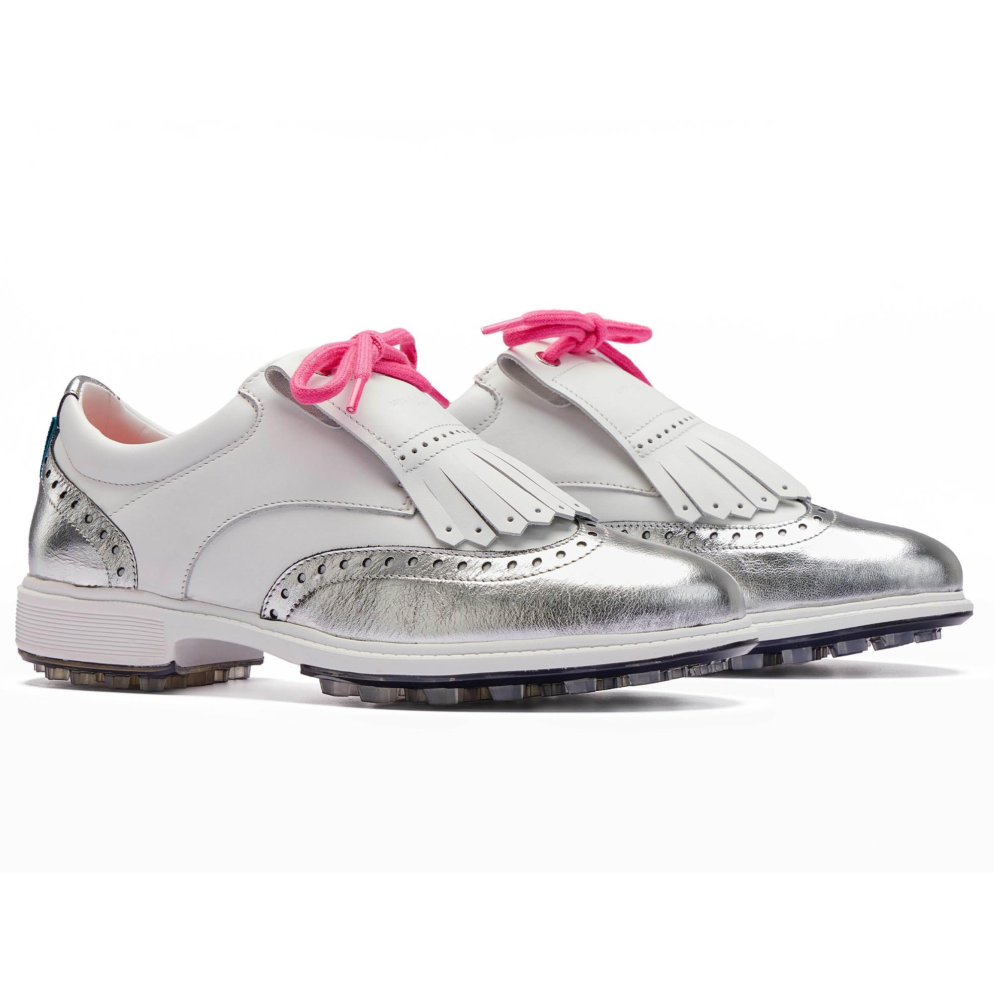 Royal Albartross Tailor Wingtip Brogue Ladies Golf Shoes White/Silver