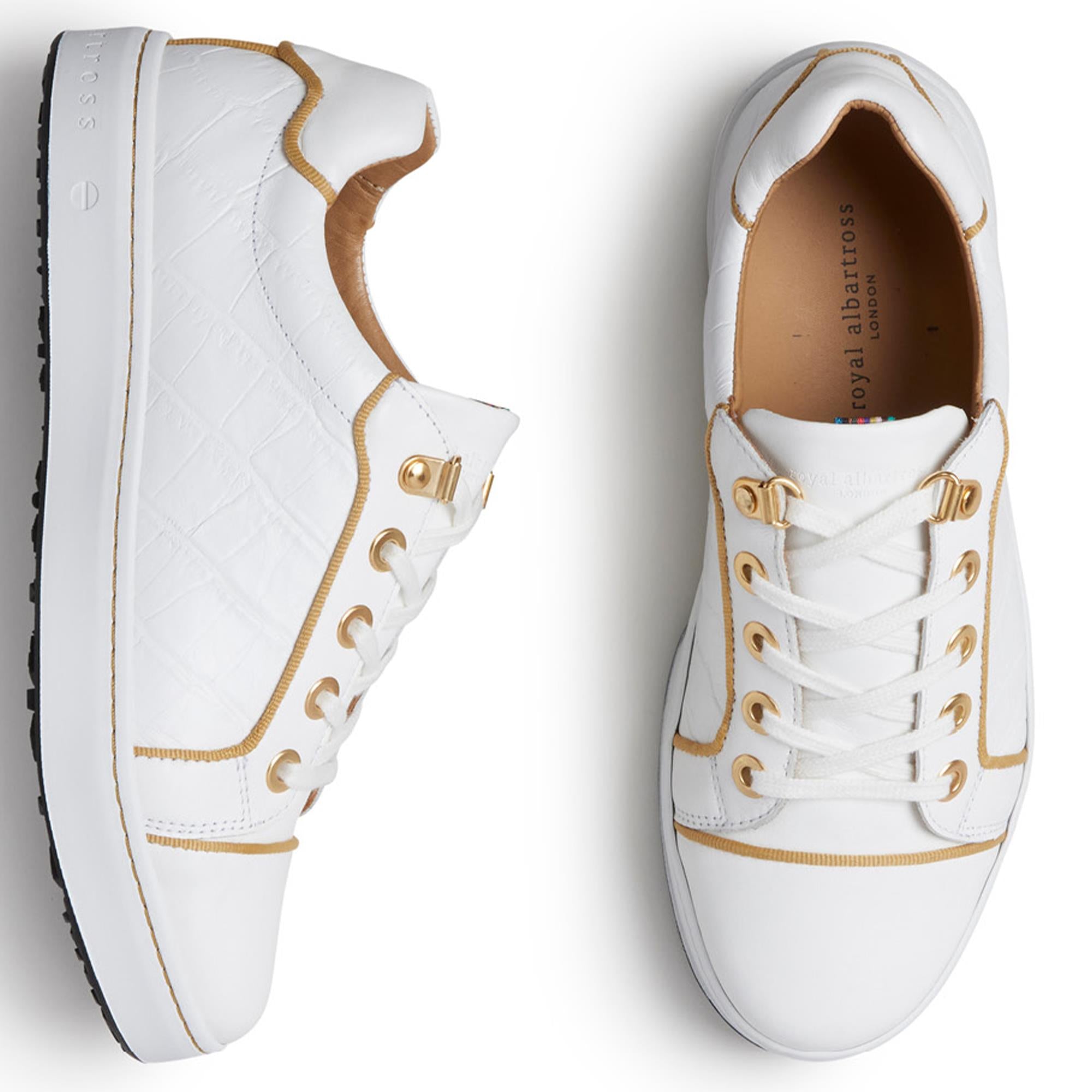 Royal Albartross Buckingham Ladies Spikeless Golf Shoes White/Gold