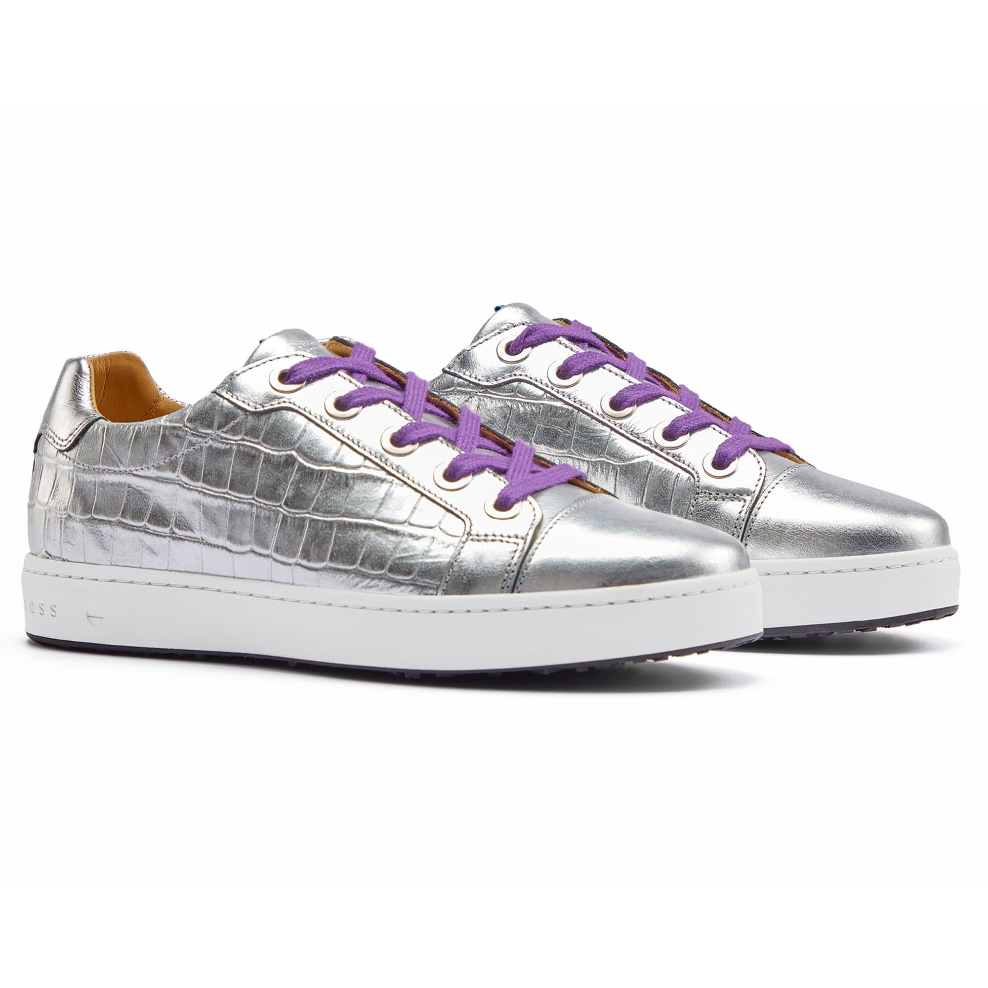 Royal Albartross Buckingham Ladies Spikeless Golf Shoes Silver Croc