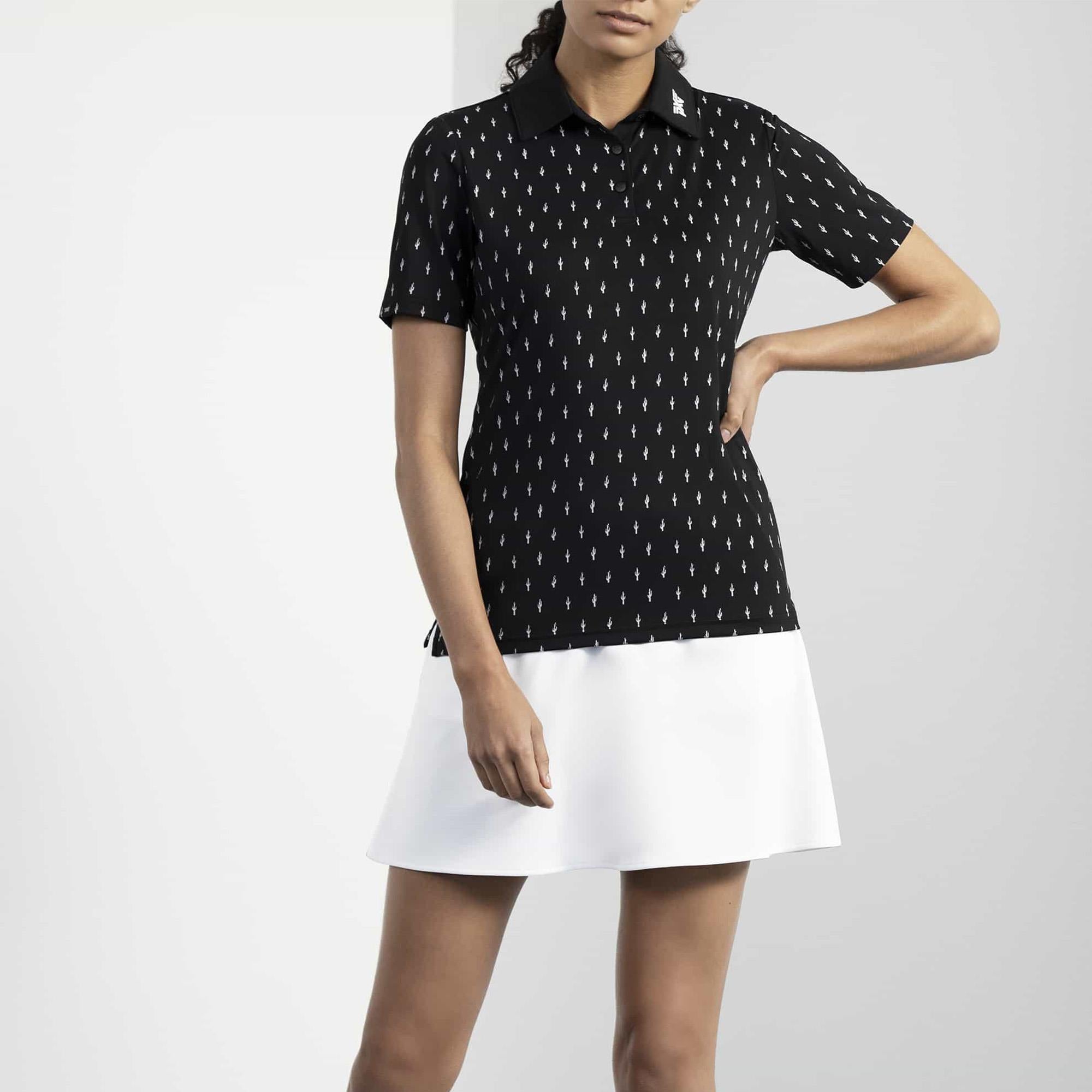 PXG Cactus Print Ladies Golf Polo Shirt Black