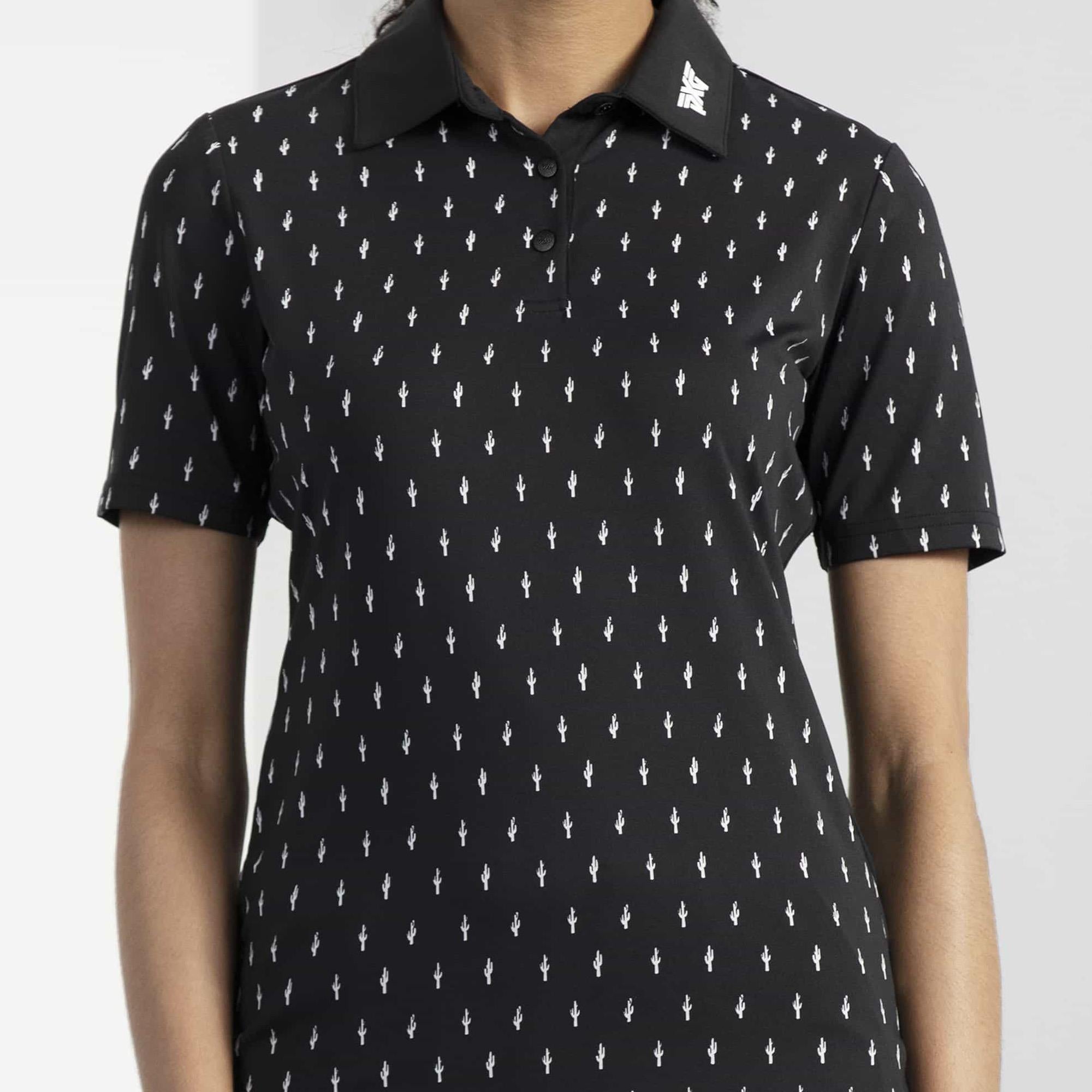 PXG Cactus Print Ladies Golf Polo Shirt Black