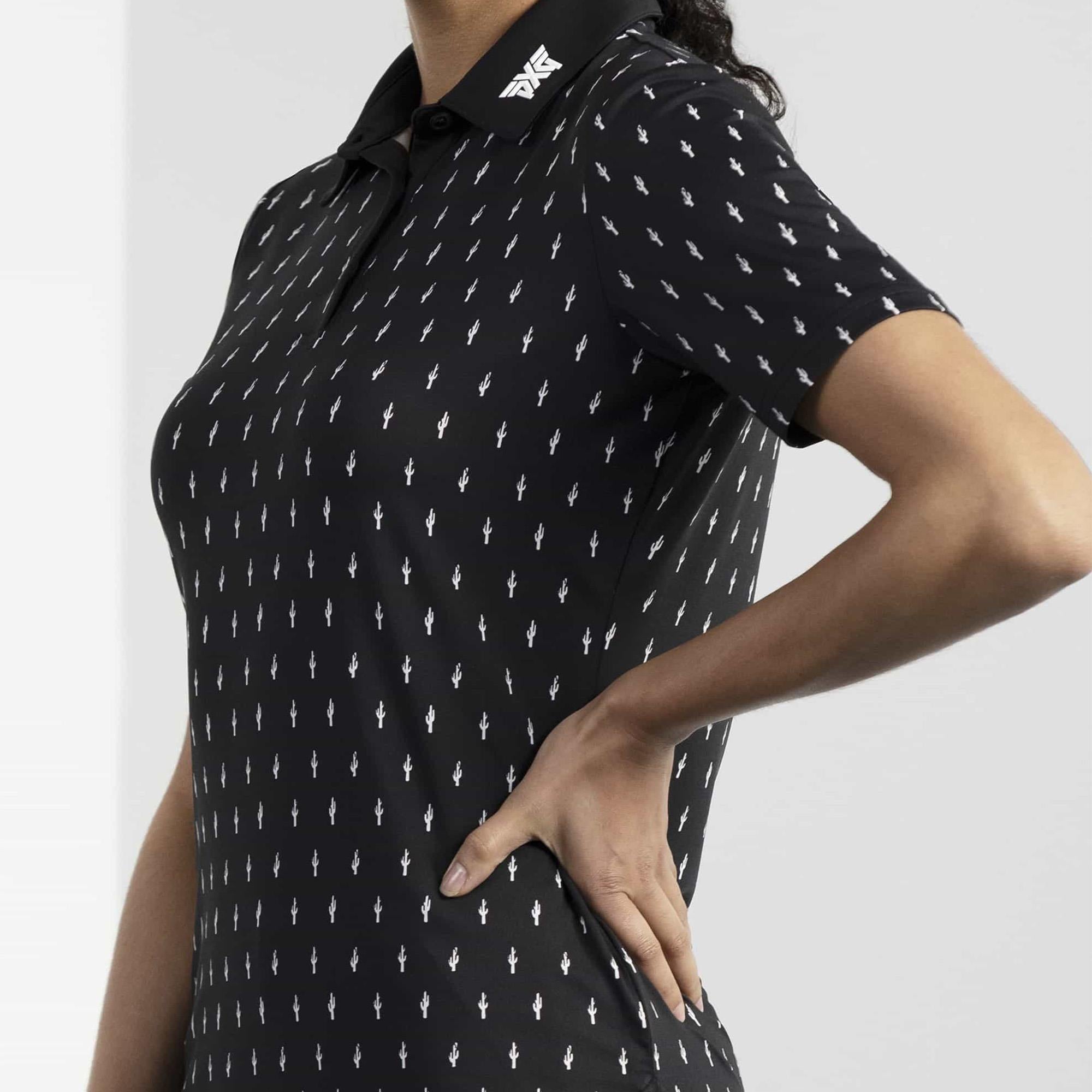 PXG Cactus Print Ladies Golf Polo Shirt Black