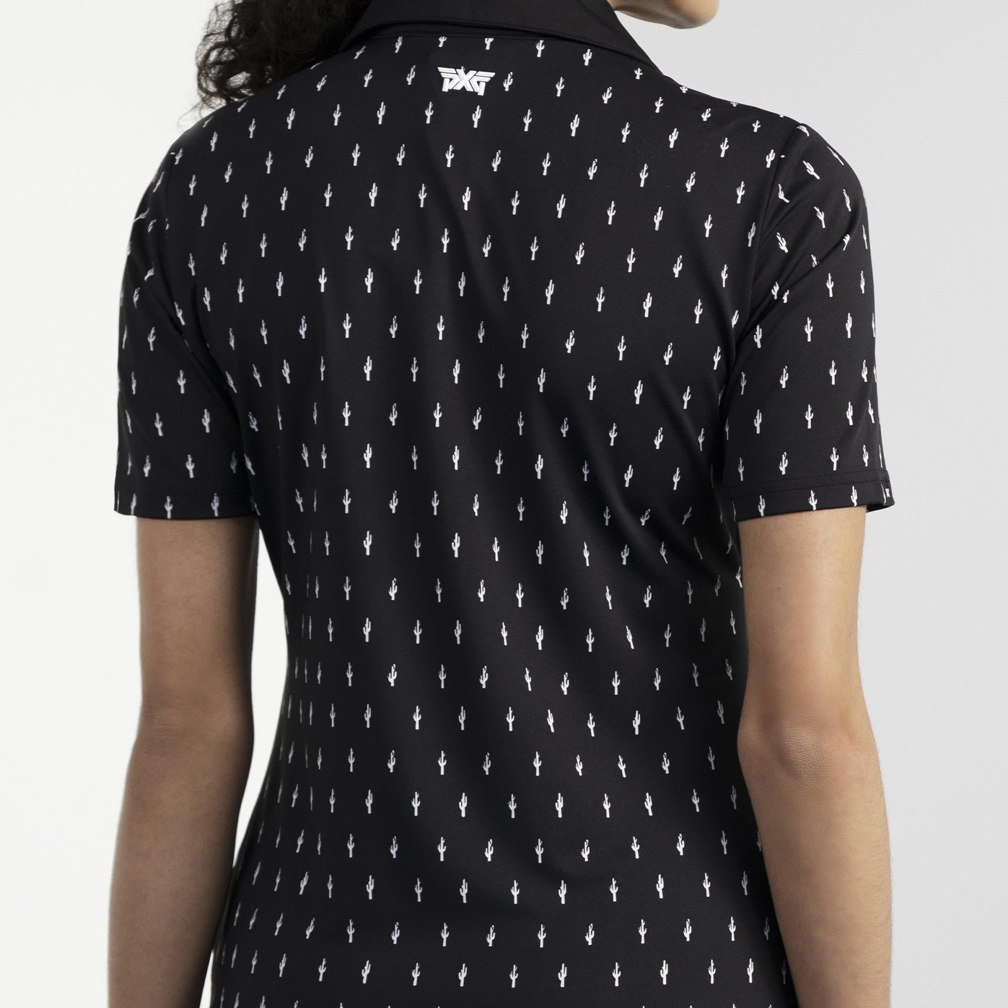 PXG Cactus Print Ladies Golf Polo Shirt Black