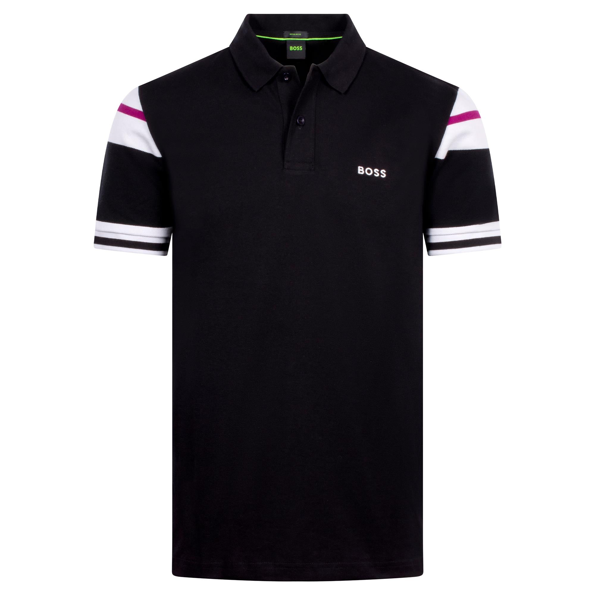 Boss Polo Sleeve Zone Mens Polo Shirt Black