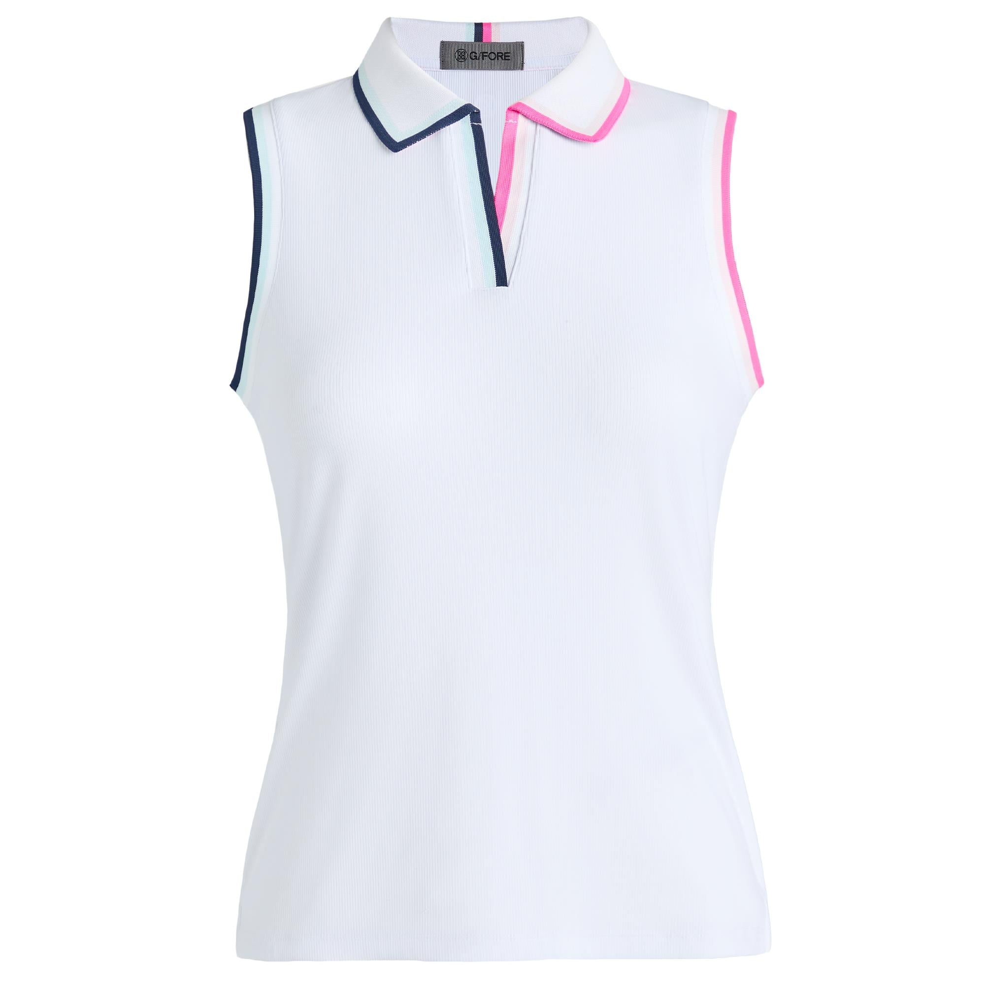 G/FORE Johnny Collar Tech Nylon Rib Ladies Sleeveless Polo Shirt Snow