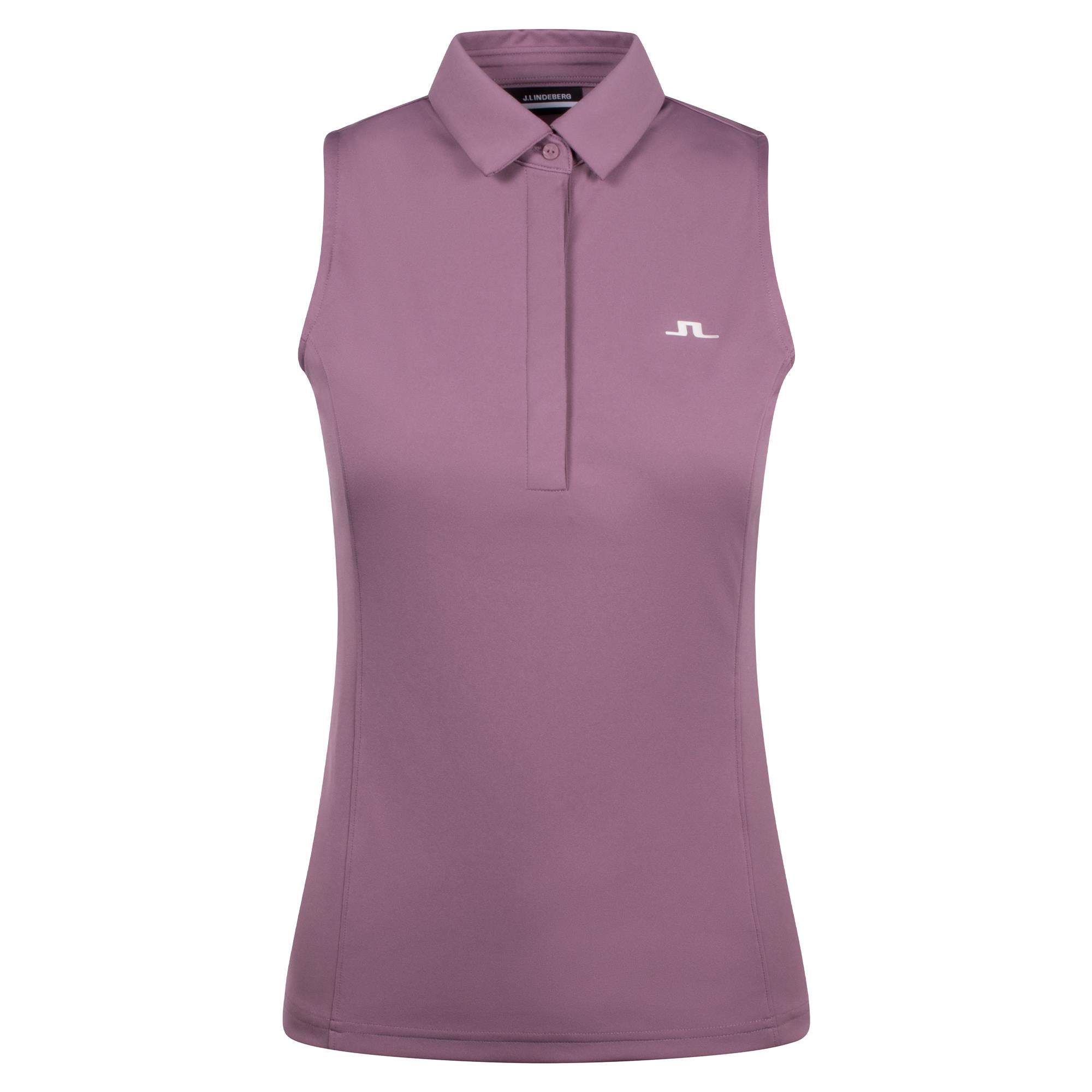 J Lindeberg Dena Ladies Sleeveless Golf Polo Shirt Very Grape